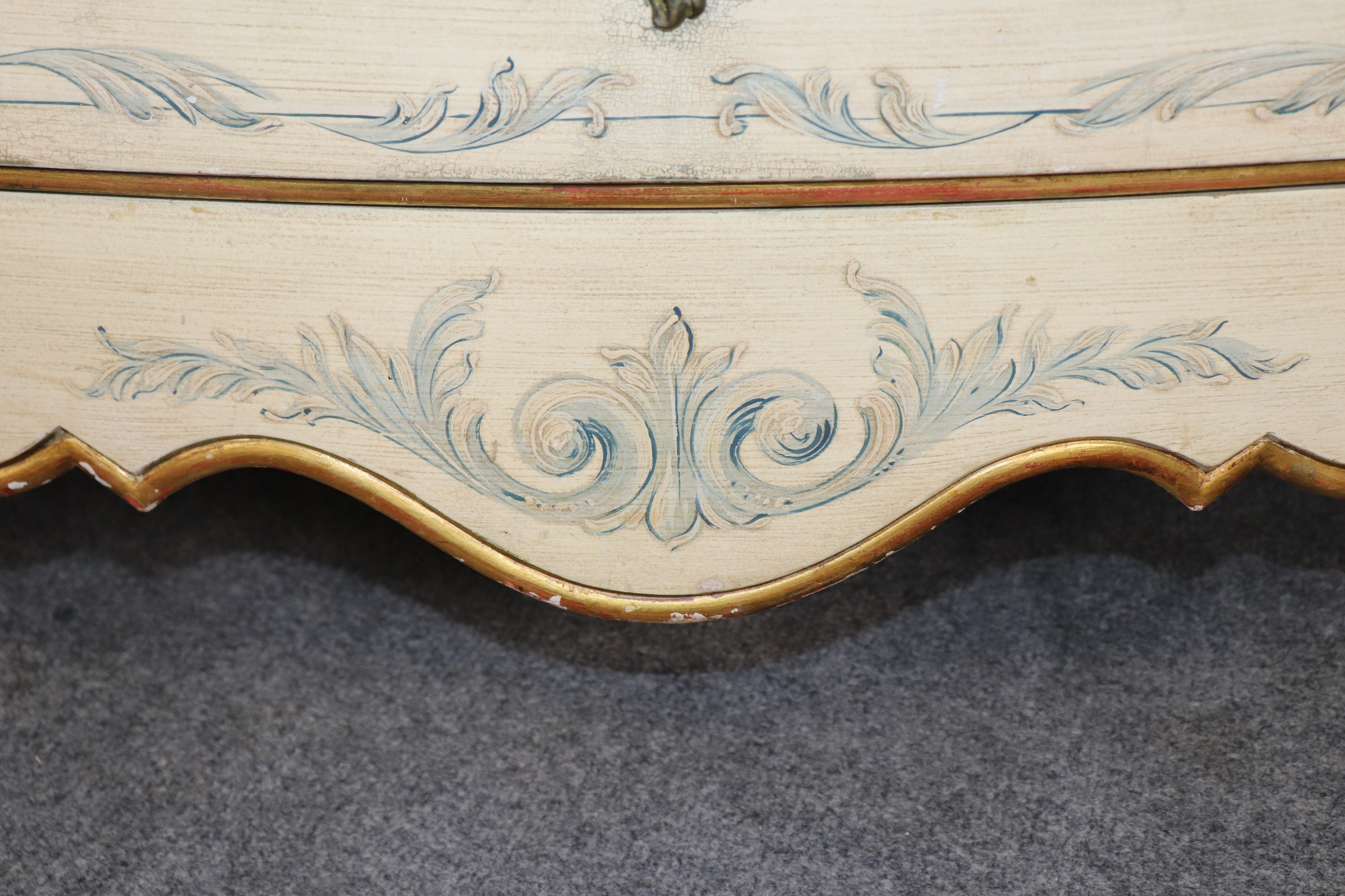 Rare Pair John Widdicomb Venetian Paint Decorated Marble Top Commodes Dressers For Sale 10