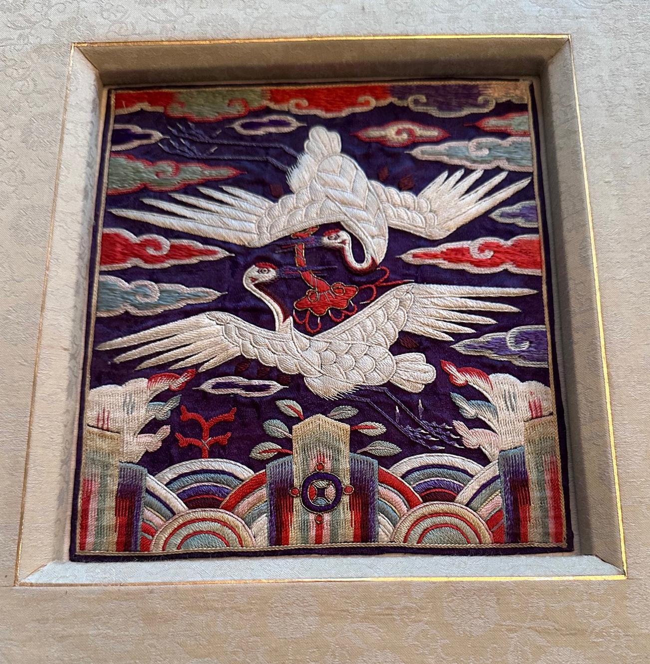 Rare Pair Korean Embroidery Civil Rank Badges Joseon Dynasty For Sale 7