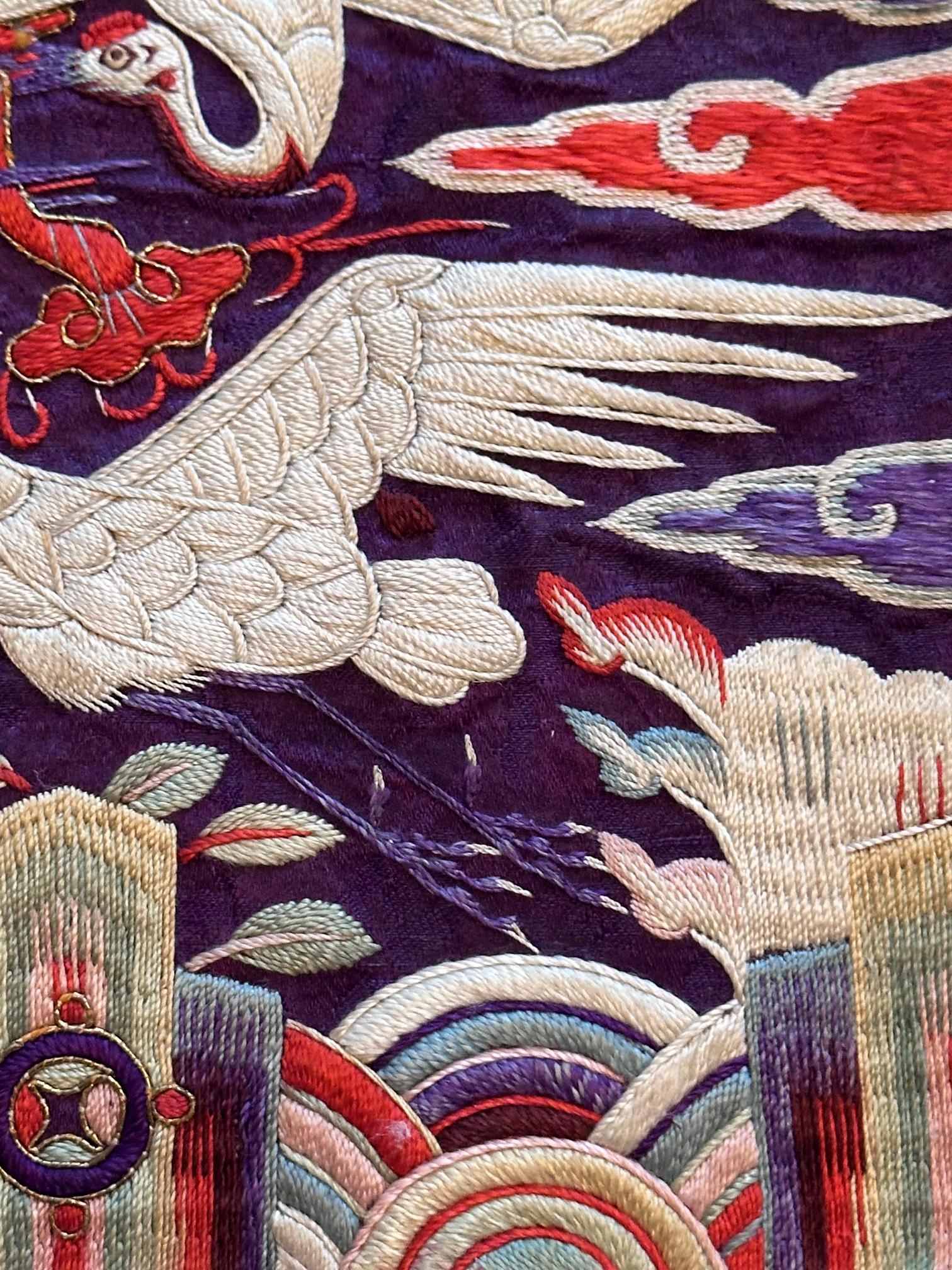 Rare Pair Korean Embroidery Civil Rank Badges Joseon Dynasty For Sale 9