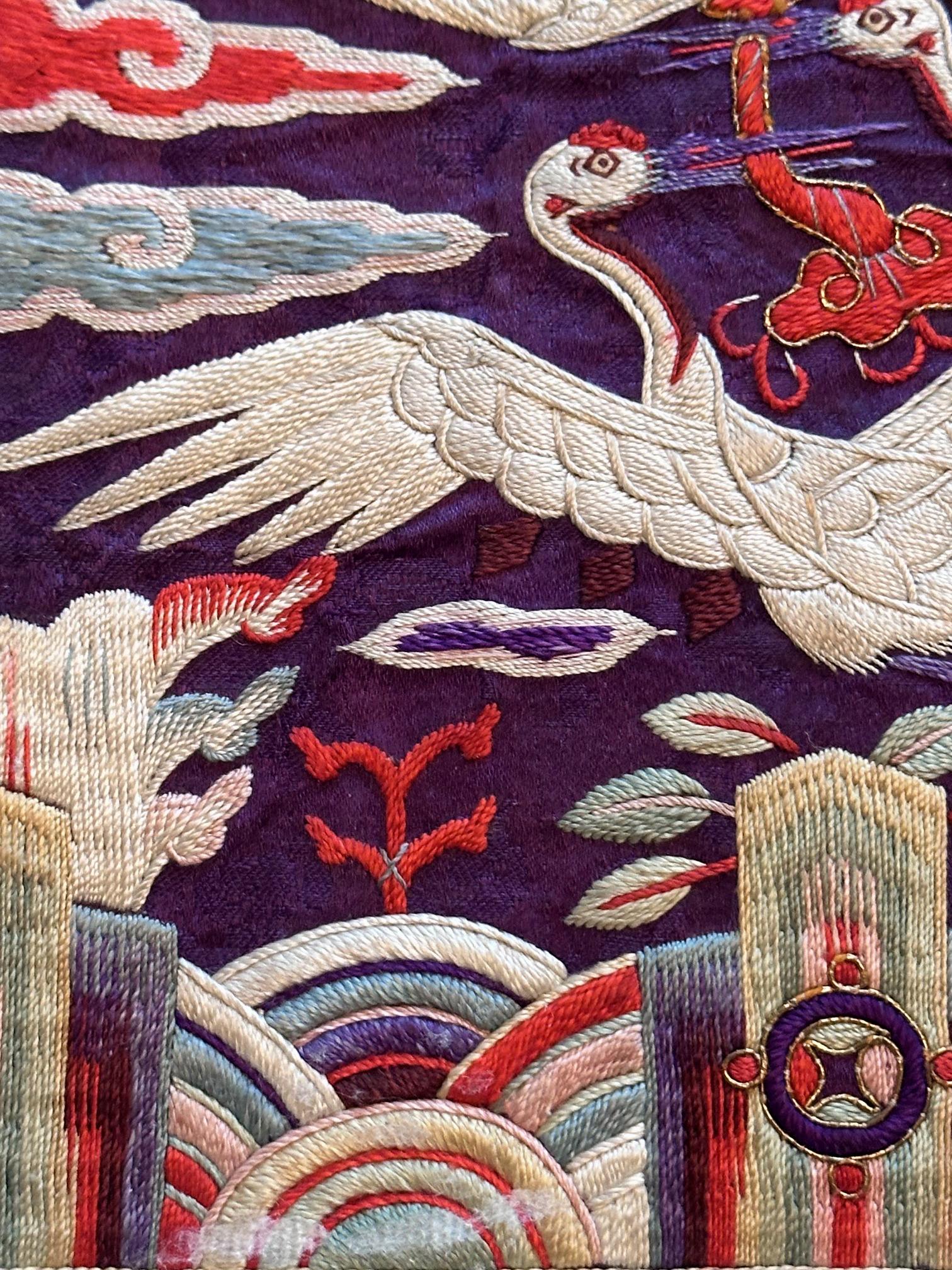 Rare Pair Korean Embroidery Civil Rank Badges Joseon Dynasty For Sale 10