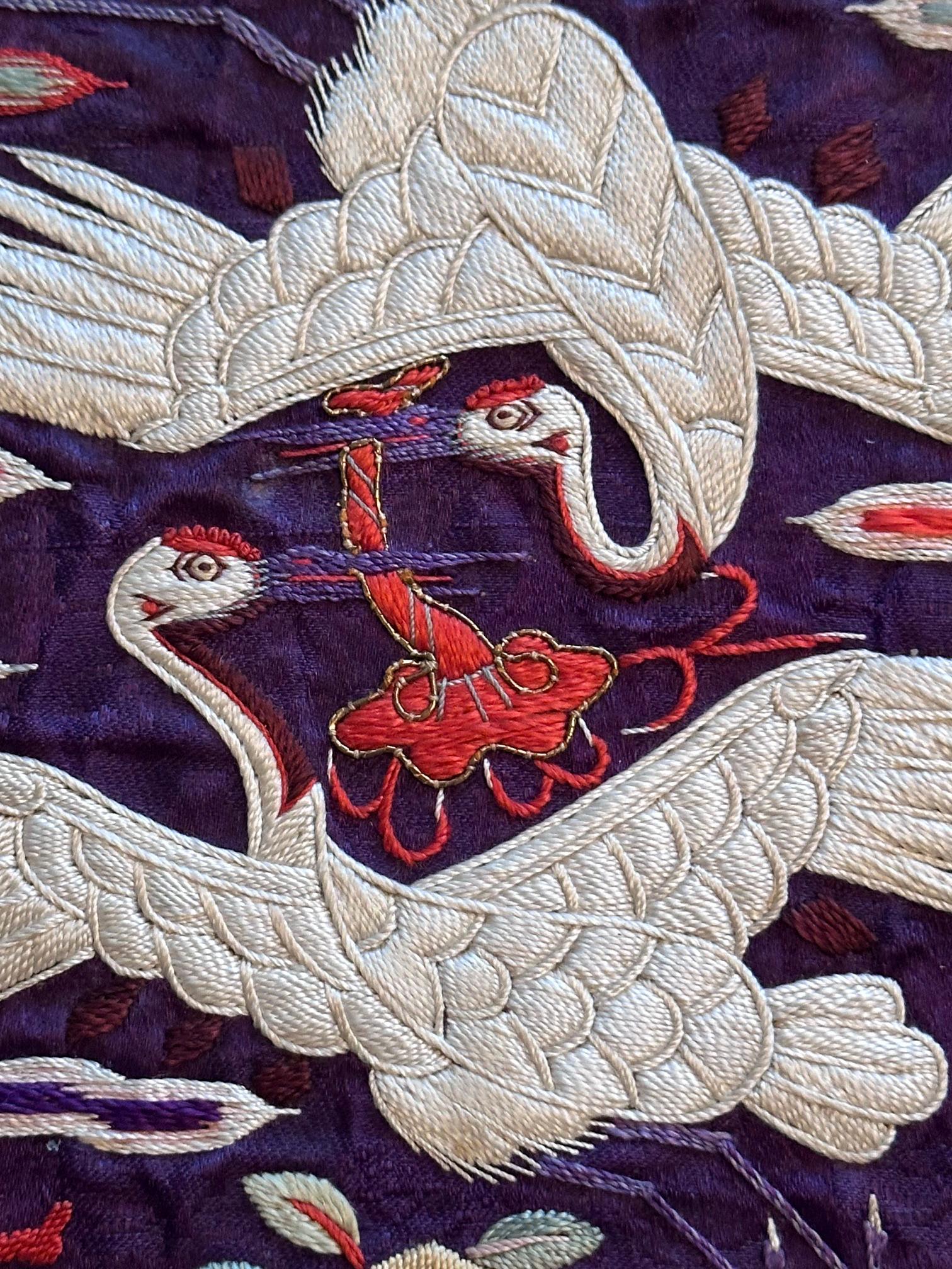 Rare Pair Korean Embroidery Civil Rank Badges Joseon Dynasty For Sale 1