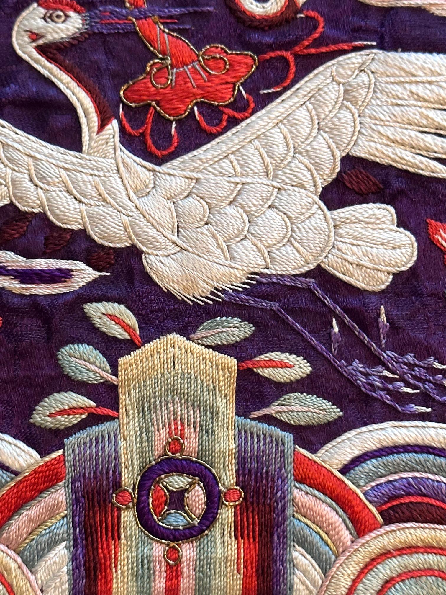 Rare Pair Korean Embroidery Civil Rank Badges Joseon Dynasty For Sale 2