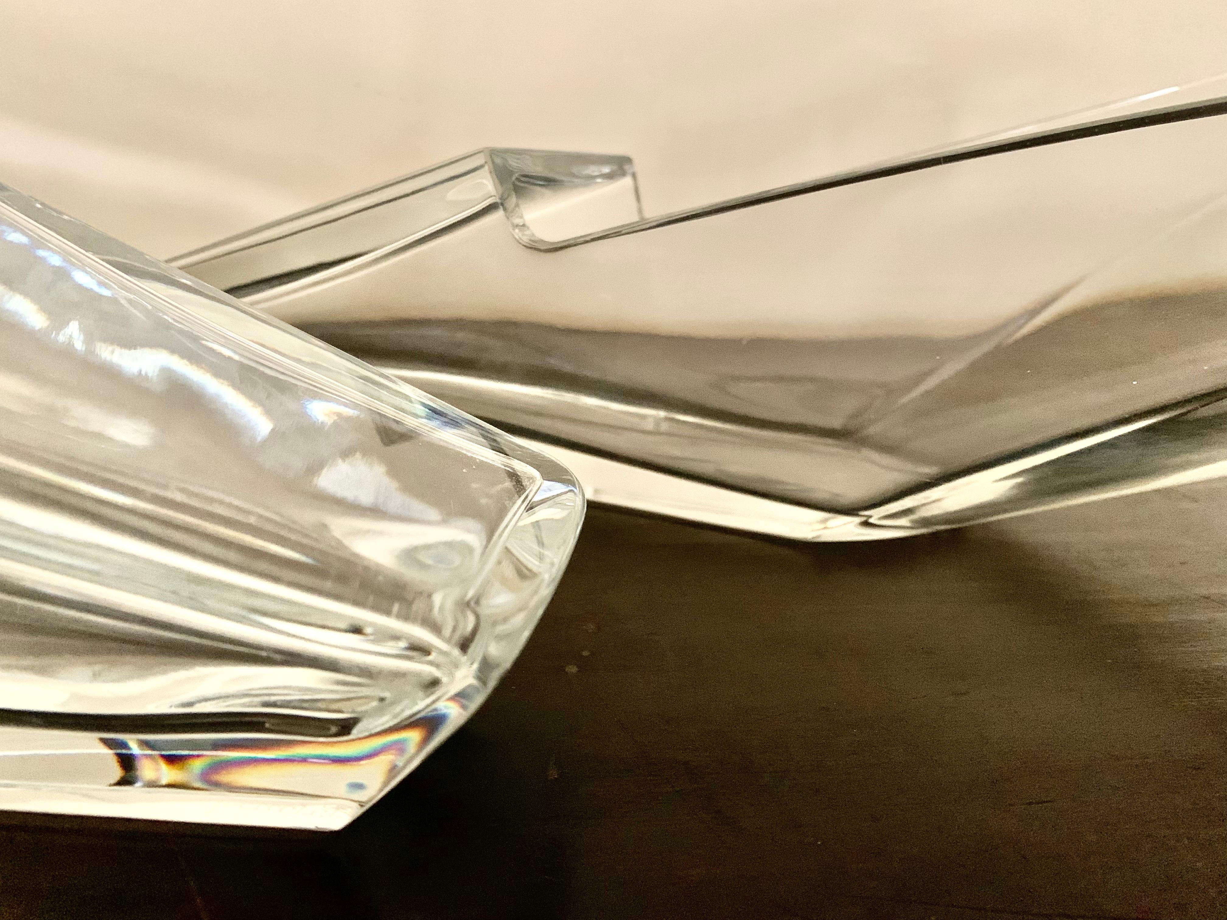 20th Century Rare Pair Large Baccarat Crystal Diva Vases Designed by Nicolas Triboulot, 1990