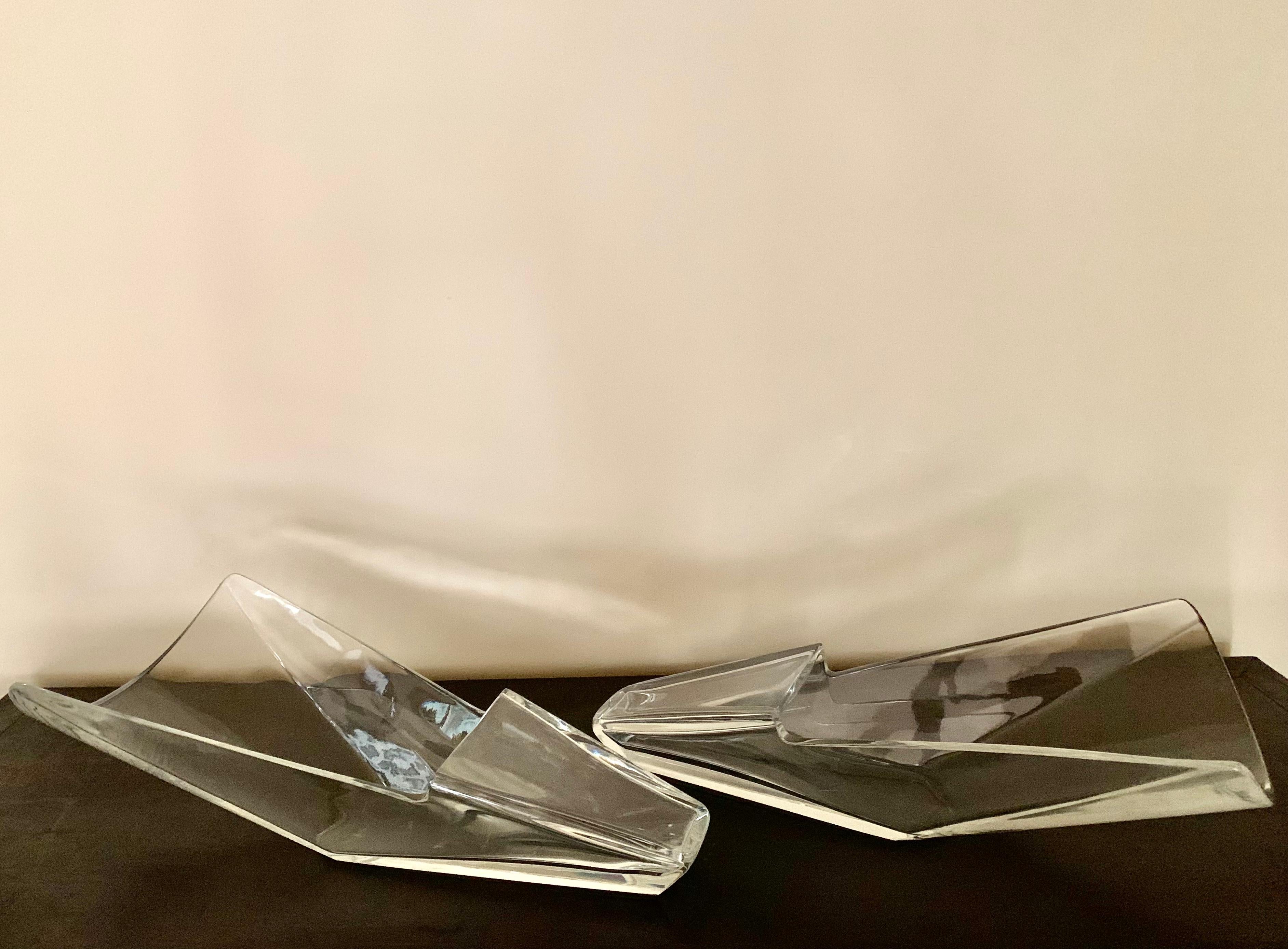 Rare Pair Large Baccarat Crystal Diva Vases Designed by Nicolas Triboulot, 1990 1