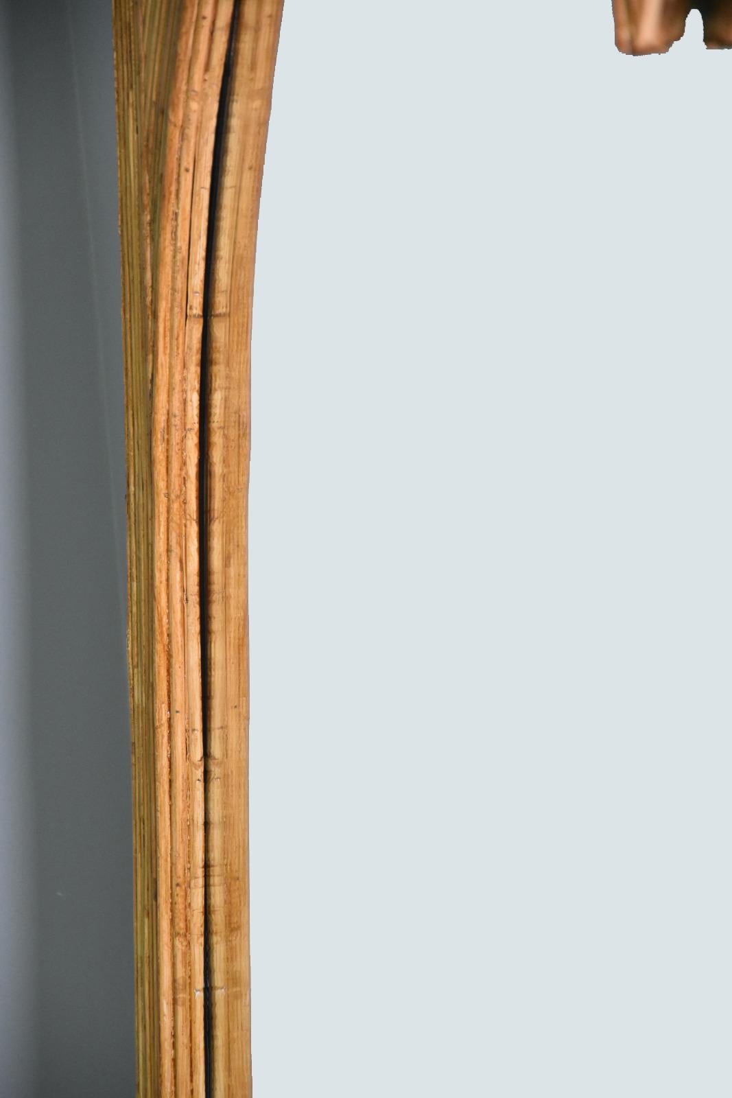 Rare Pair Large Rattan Bamboo Mirror by Vivai del Sud Roma, 1970s For Sale 1