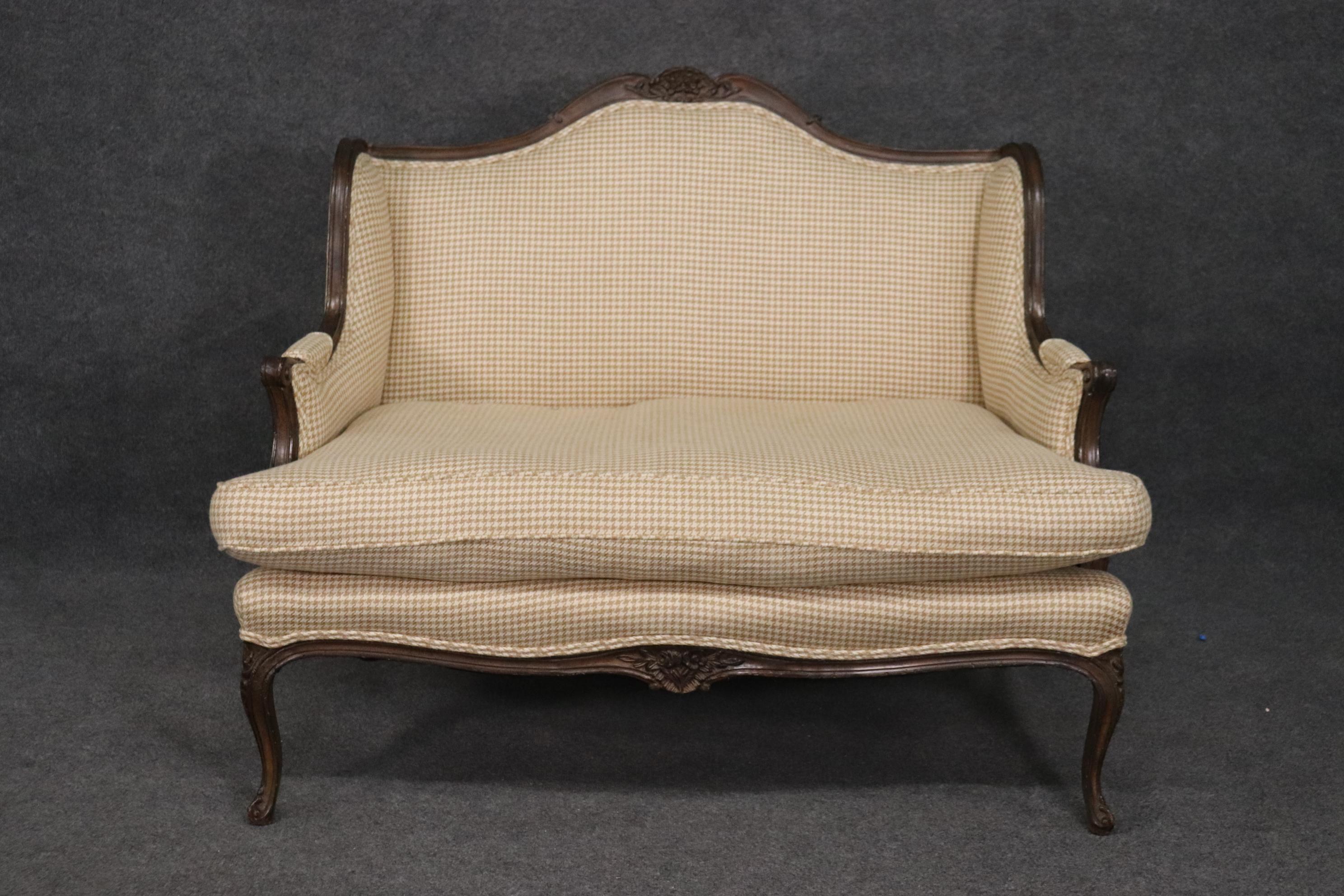 Mid-20th Century Rare Pair Large Sacle French Walnut Settees Loveseats or Marquis, Circa 1950