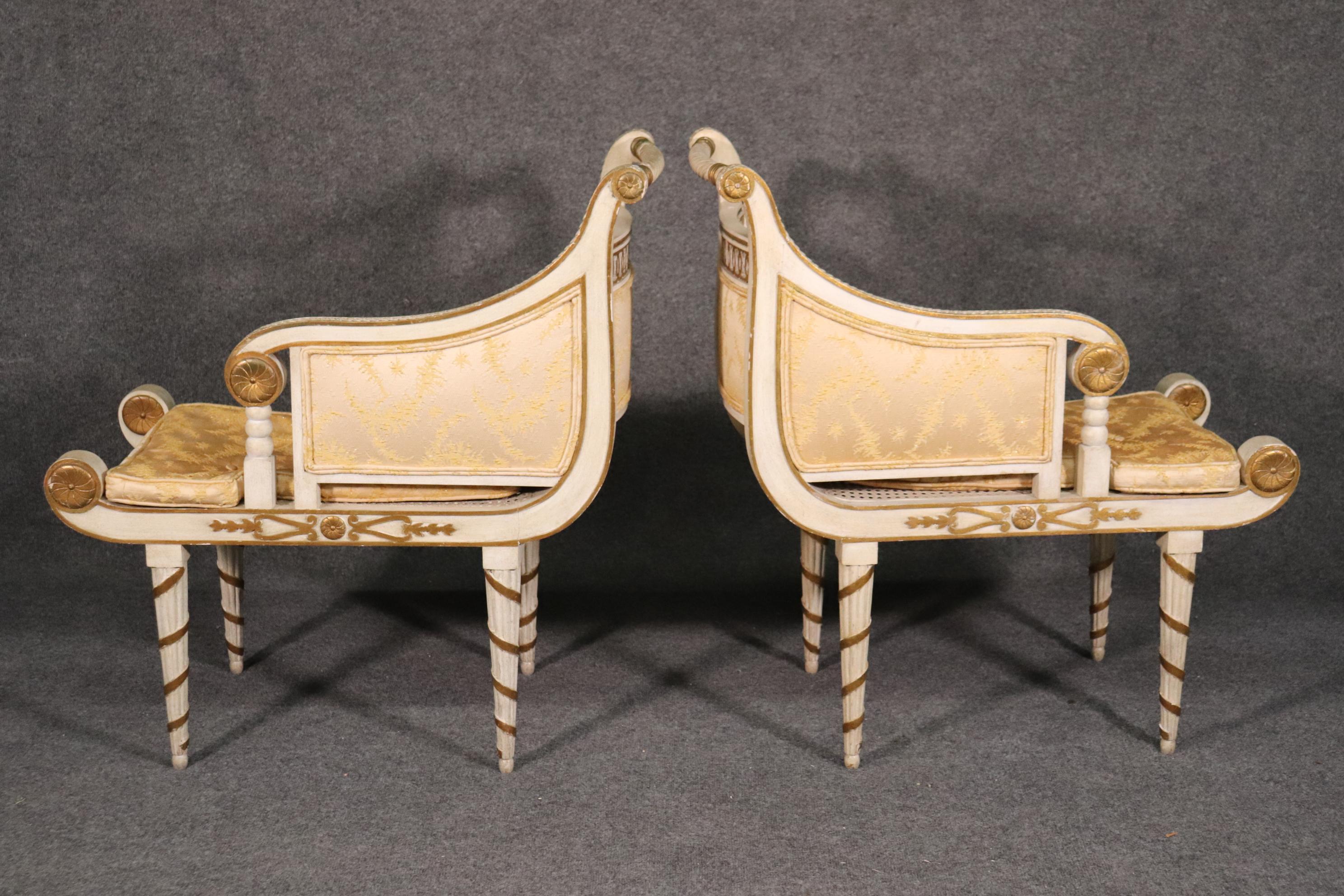 Rare Pair of Maison Jansen Style Recamier-Form benches or Footstools Circa 1940 In Good Condition In Swedesboro, NJ