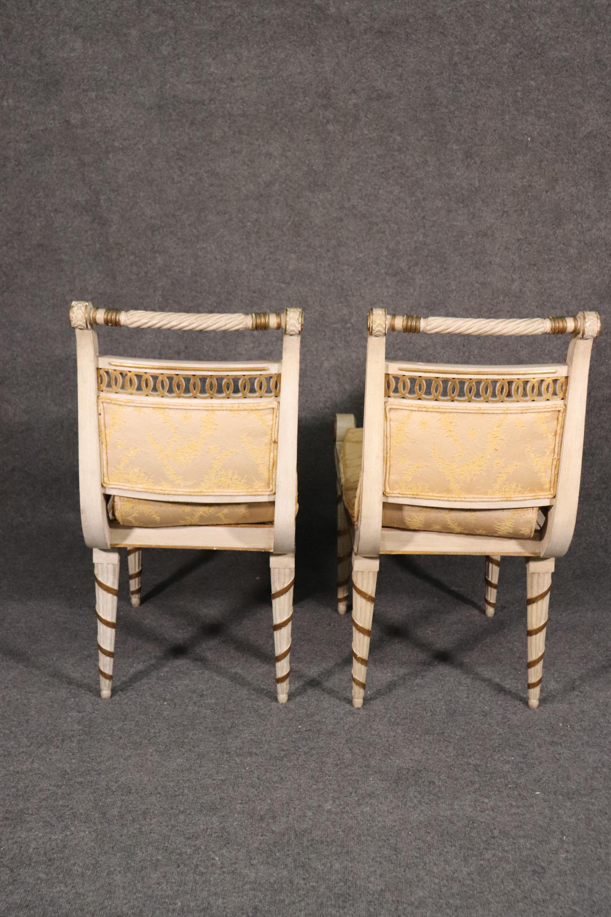 Mid-20th Century Rare Pair of Maison Jansen Style Recamier-Form benches or Footstools Circa 1940