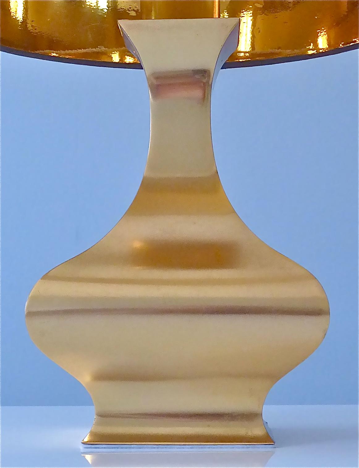 Rare Pair Maria Pergay Midcentury Table Lamps Gilt Brass Steel Metal France 1970 For Sale 5