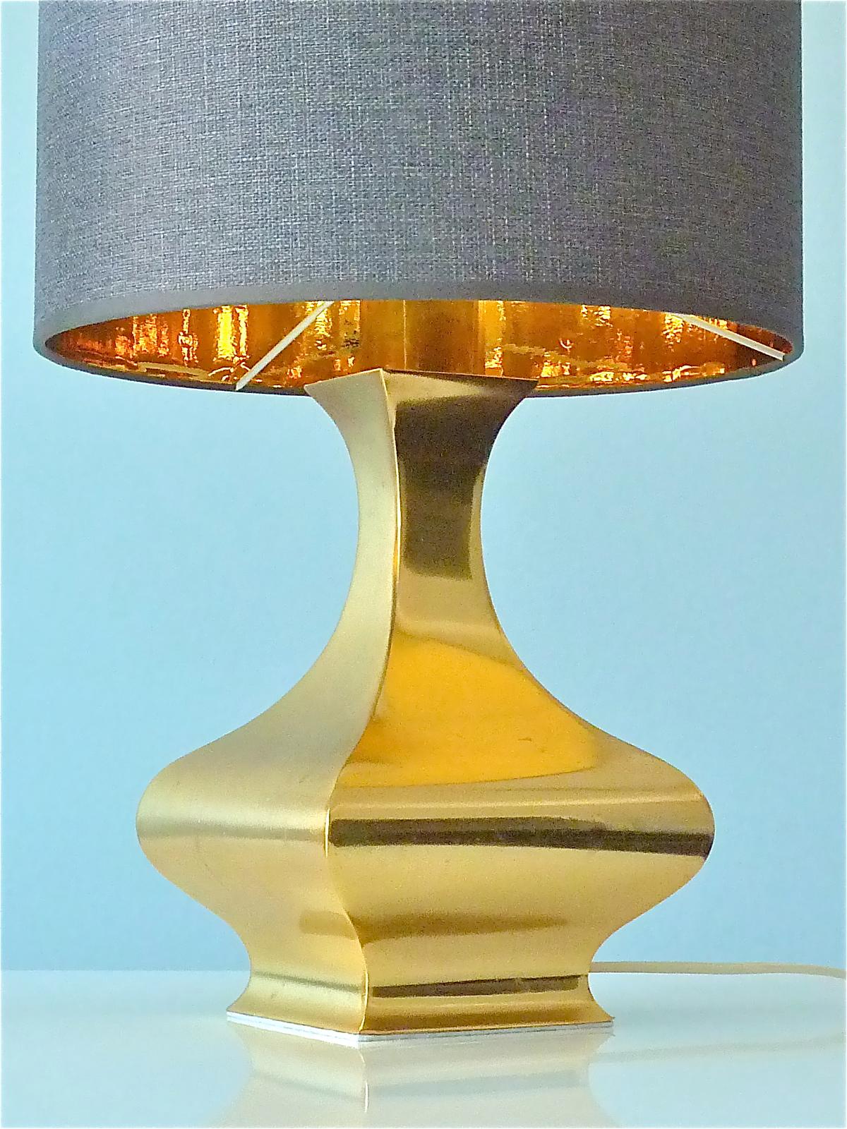 Rare Pair Maria Pergay Midcentury Table Lamps Gilt Brass Steel Metal France 1970 For Sale 6
