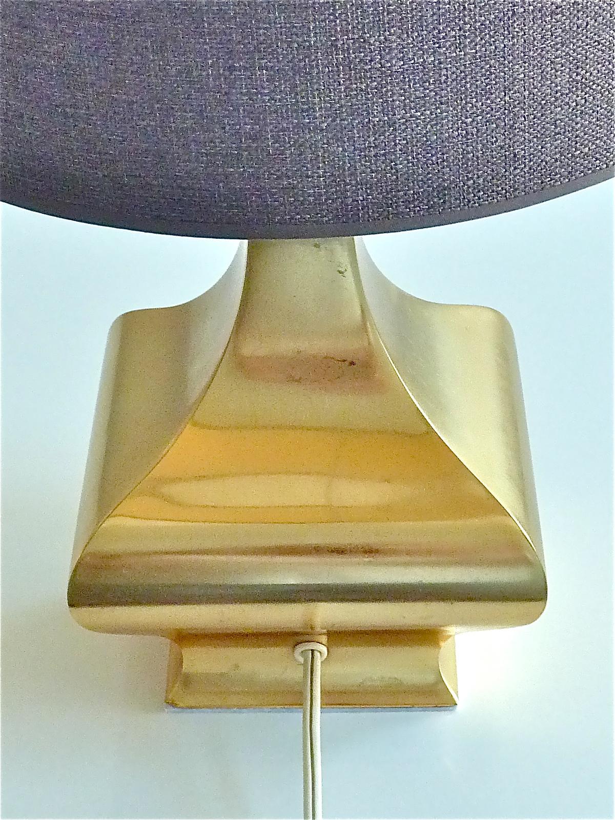 Rare Pair Maria Pergay Midcentury Table Lamps Gilt Brass Steel Metal France 1970 For Sale 7