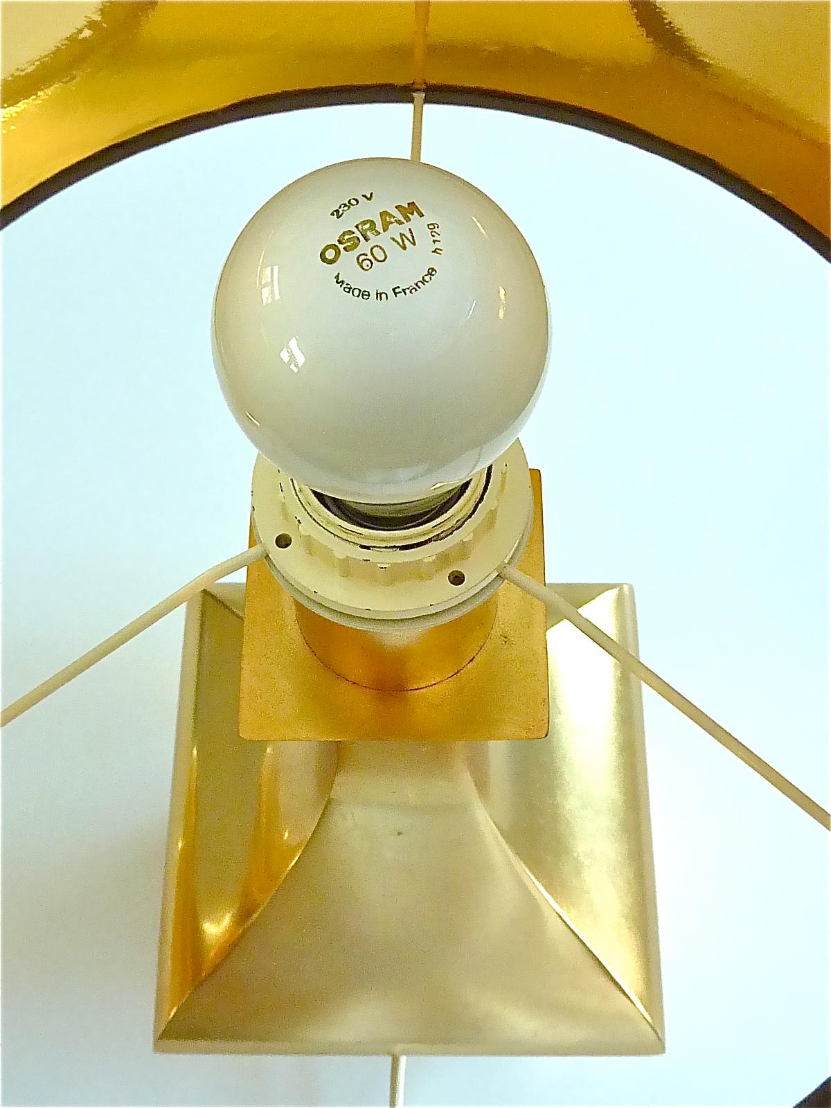 Seltenes Paar Maria Pergay-Tischlampen aus vergoldetem Messing und Metall, Frankreich 1970 im Angebot 7