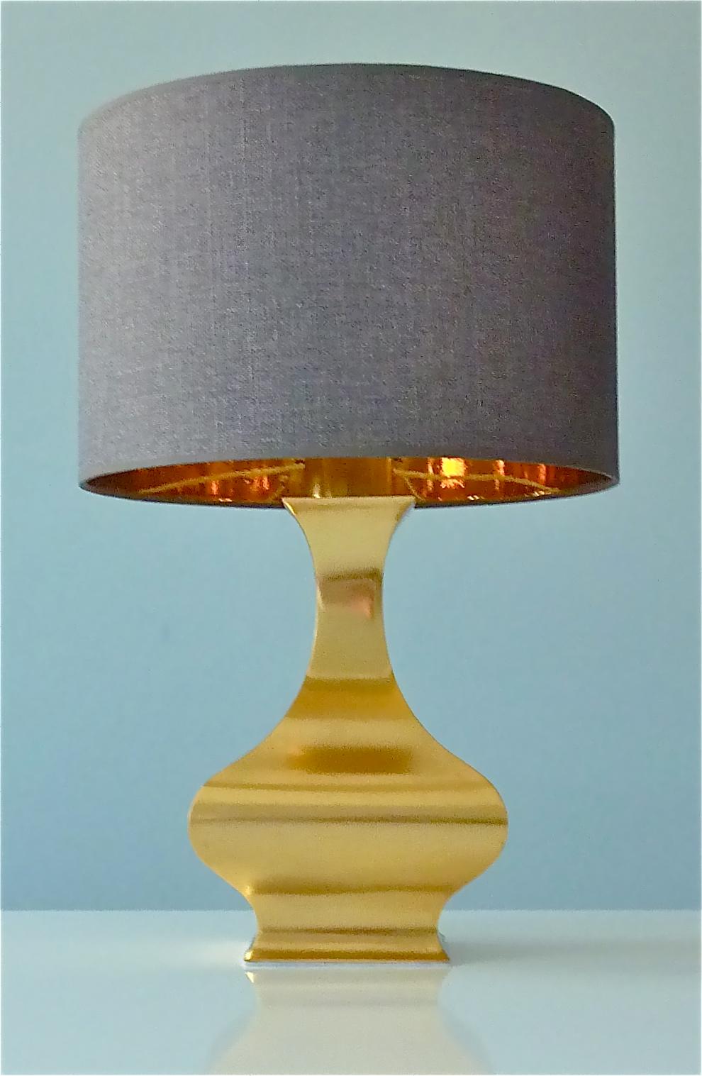 Rare Pair Maria Pergay Midcentury Table Lamps Gilt Brass Steel Metal France 1970 For Sale 2