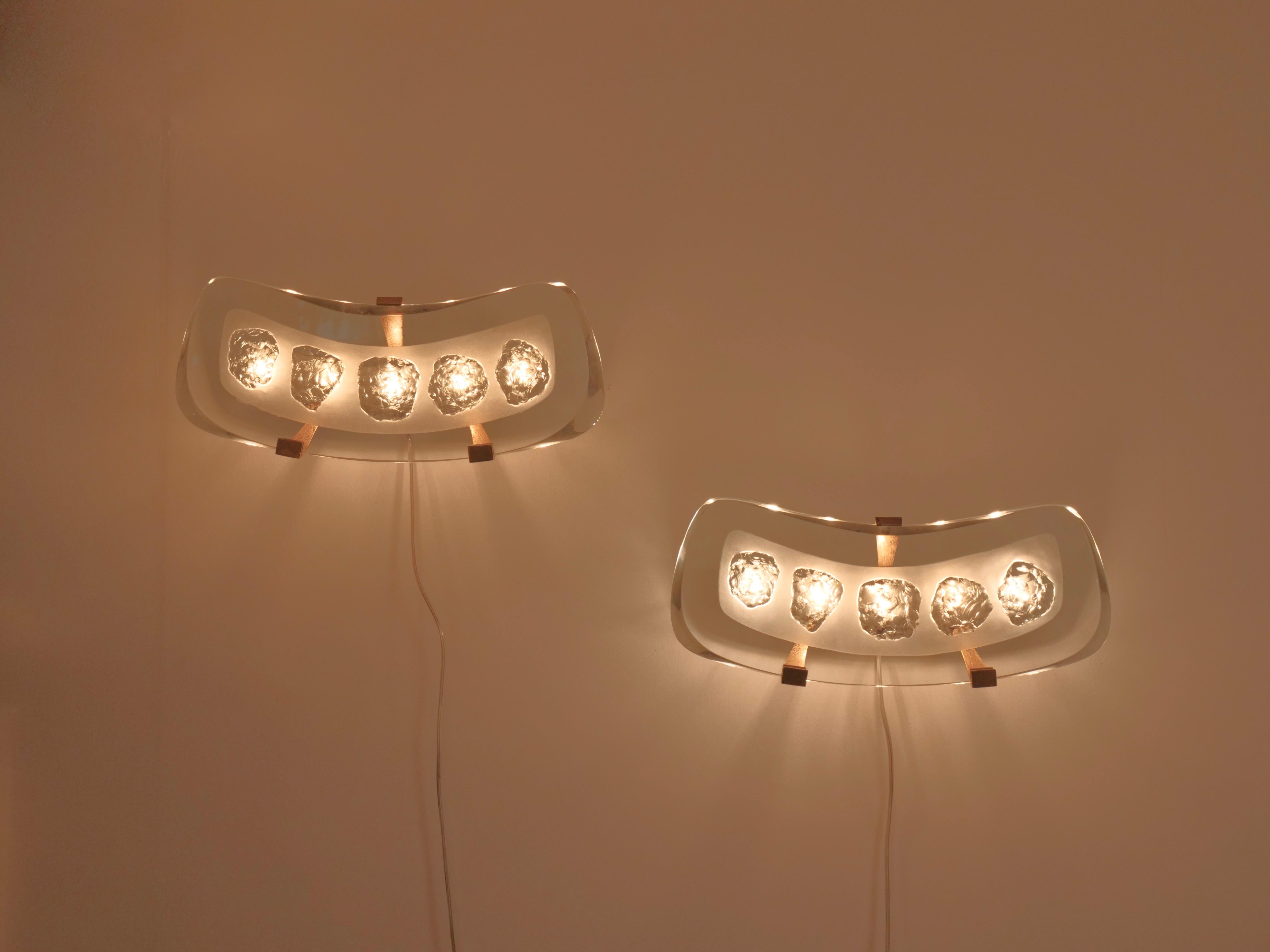 Rare pair of wall lamps /sconces
Max Ingrand for Fontana Arte.  Model 