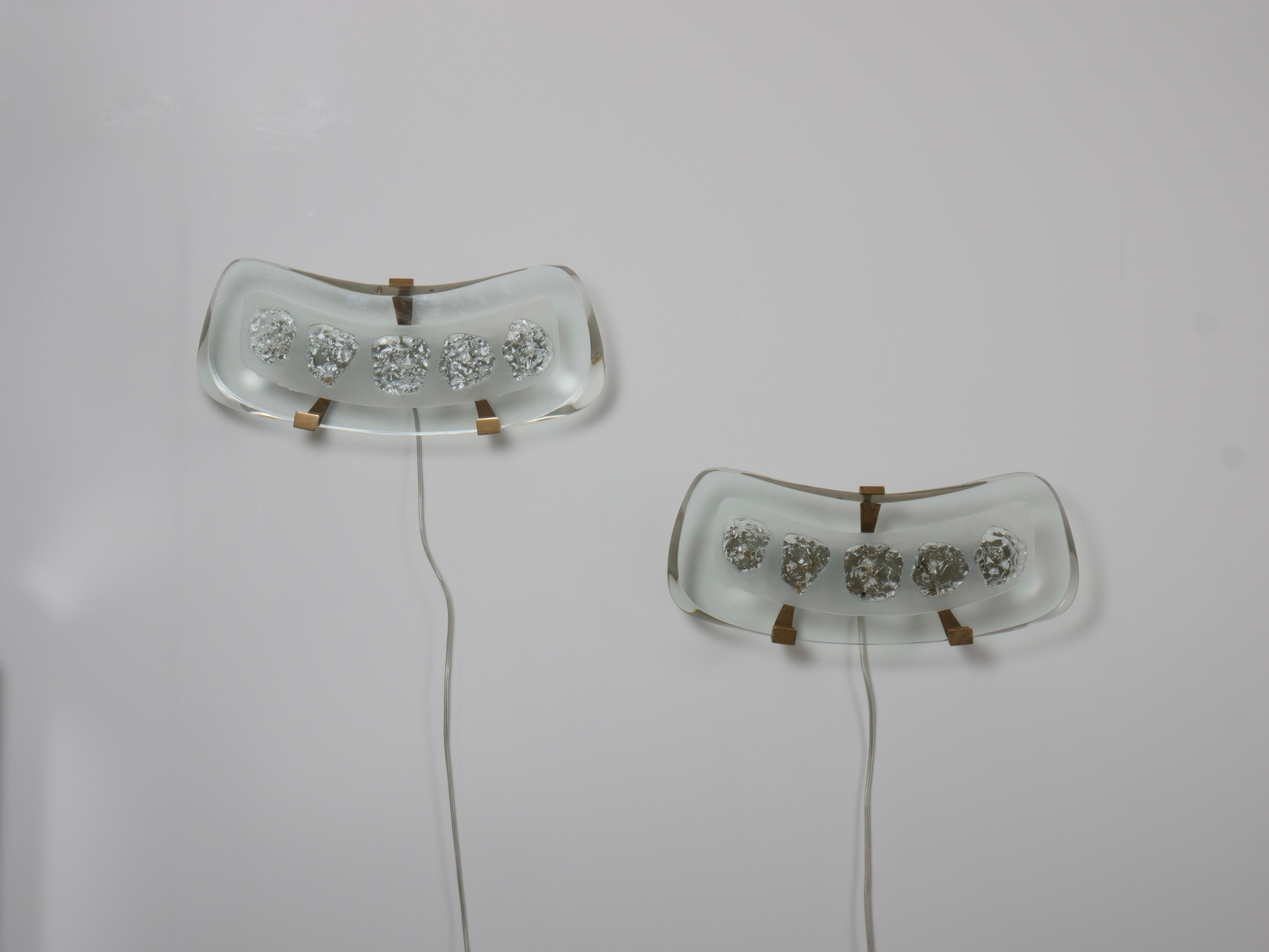 20th Century Rare pair Max Ingrand wall lights Model 1598. Italy c1956 For Sale