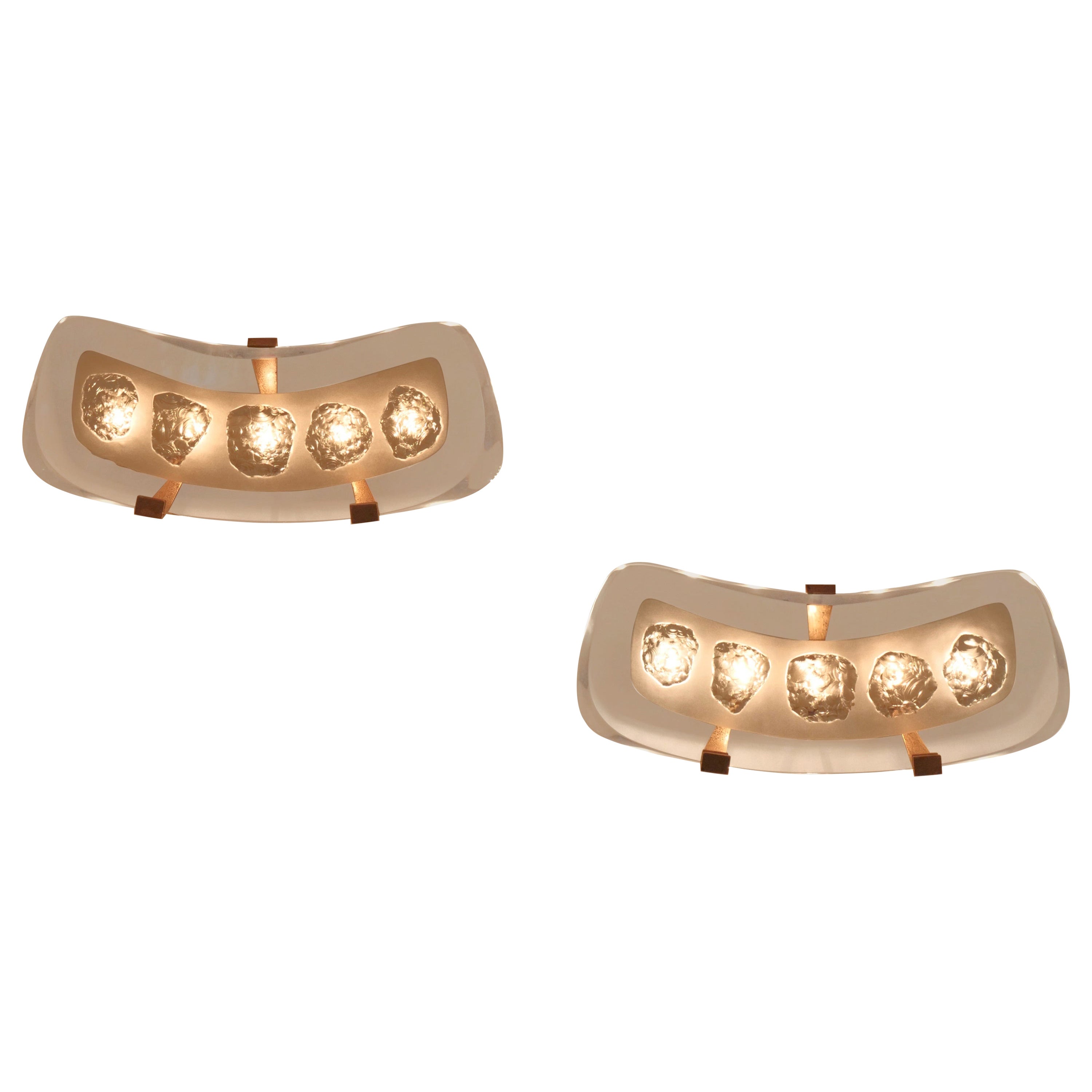 Rare pair Max Ingrand wall lights Model 1598. Italy c1956