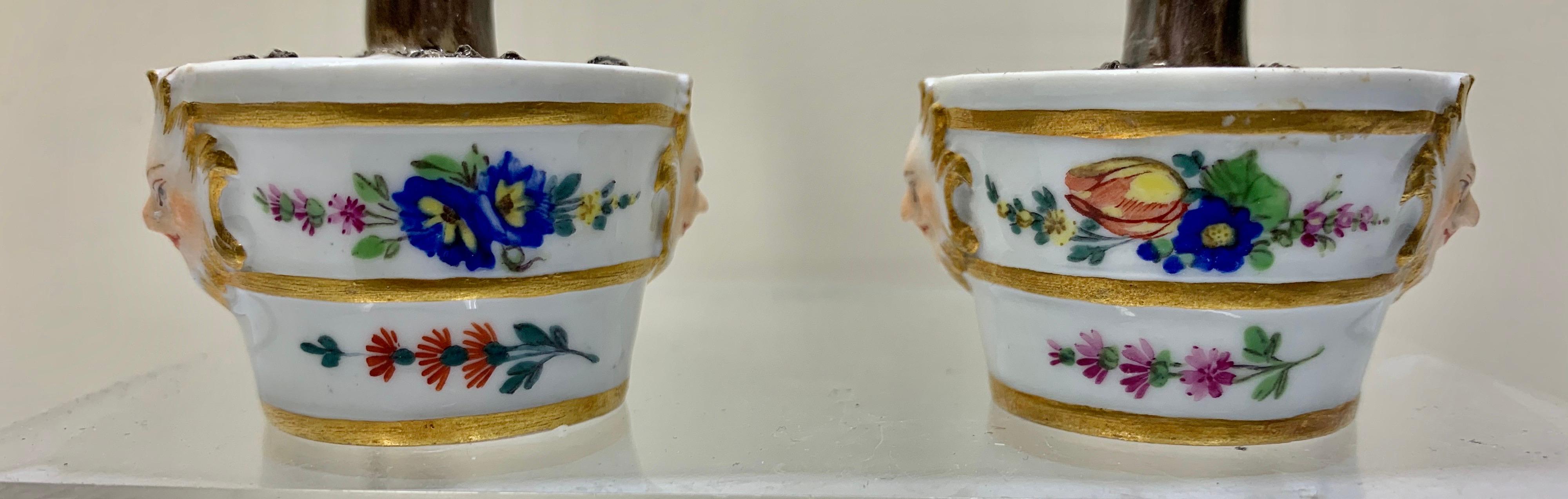 Late 18th Century Rare Pair Meissen Marcolini Lemon Trees in Tubs Circa 1790 Porcelain For Sale