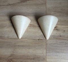 Rare Pair Midcentury Modern, Art Deco Style Cone-Shaped Alabaster Wall Sconces
