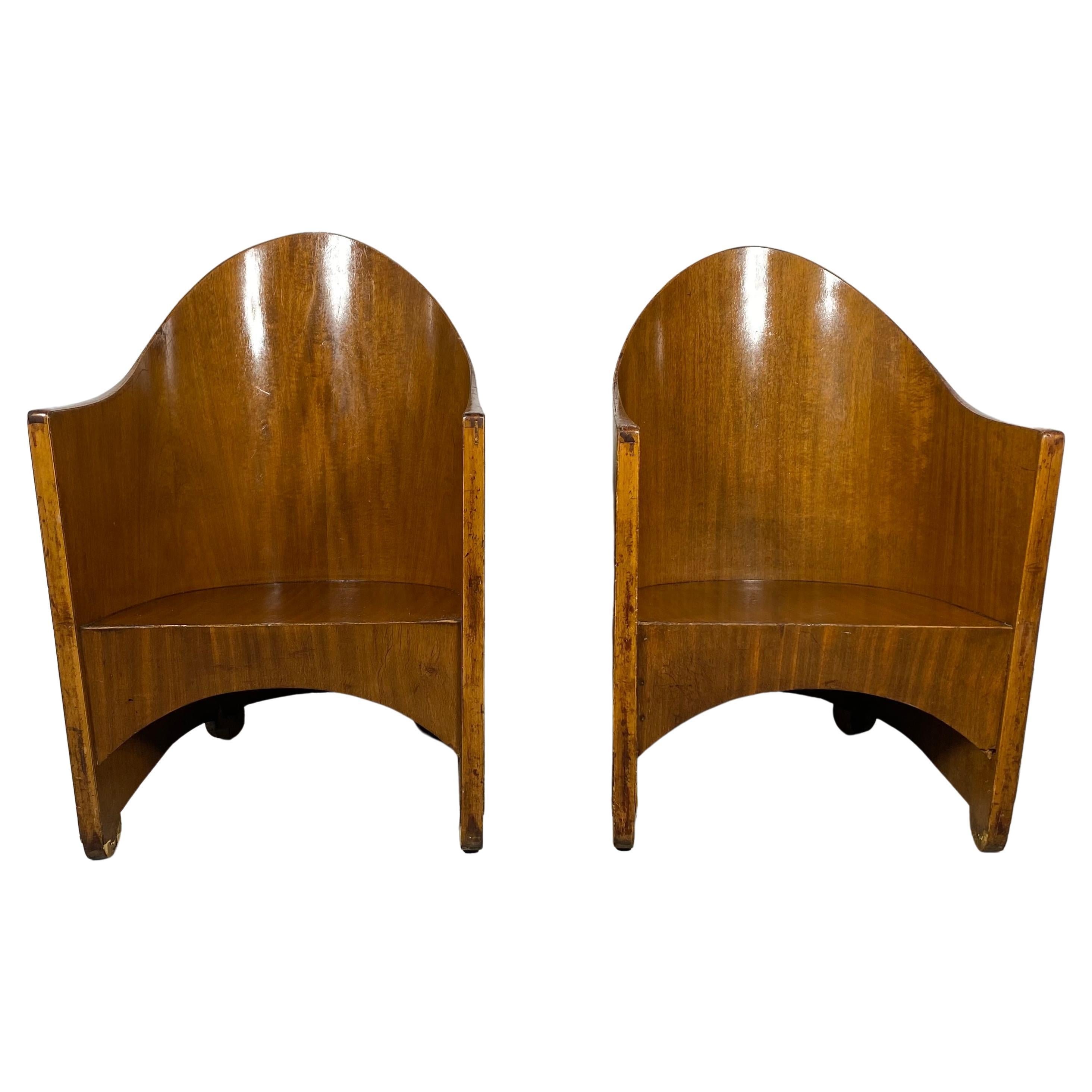 Rare Pair Modernist Arm Chairs by Walter von Nessen, Art Deco, circa 1929