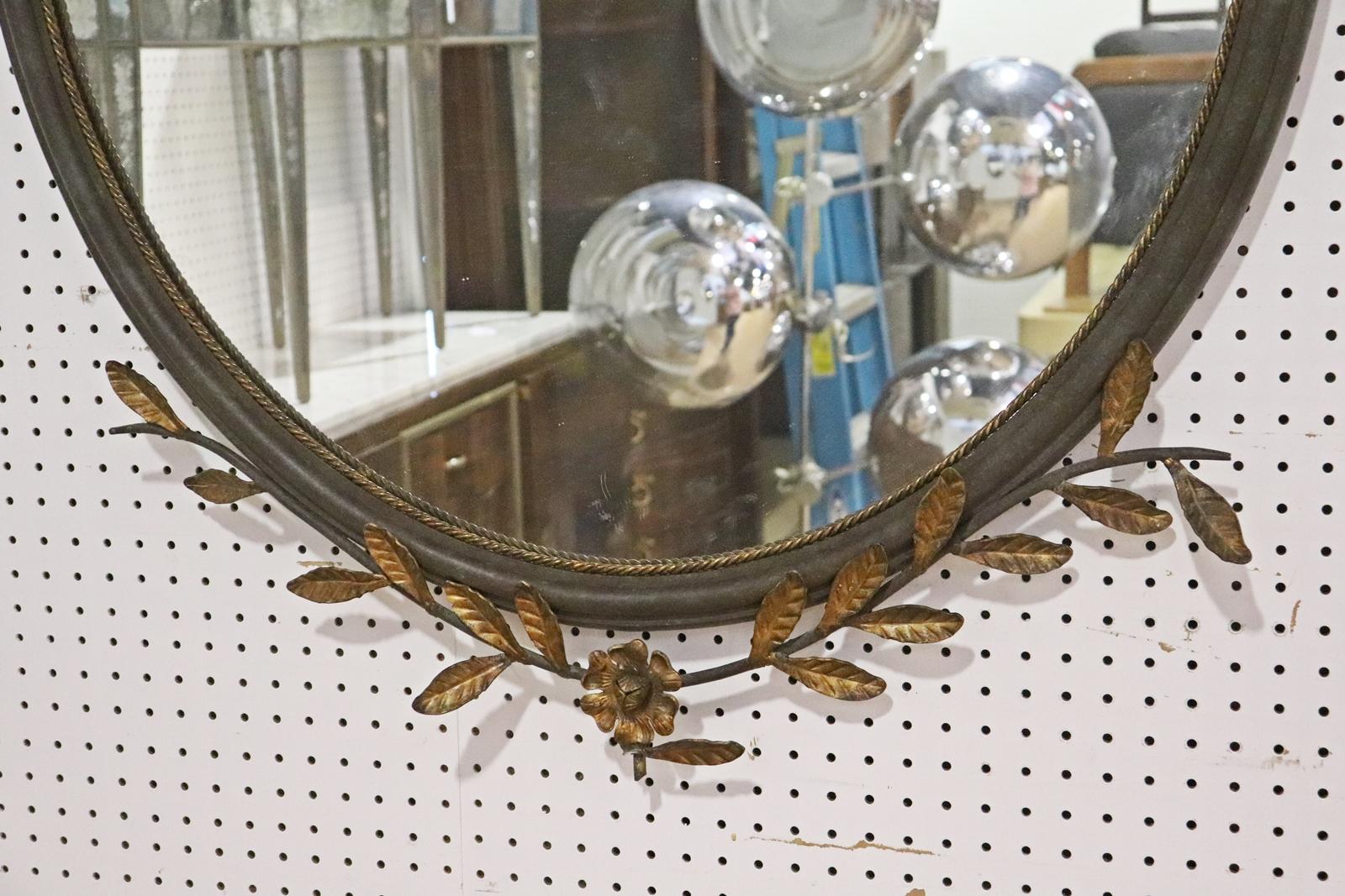Adam Style Rare Pair Monumental 80 Inch Brass Adams Style Floral Oval Mirrors Circa 1900 For Sale