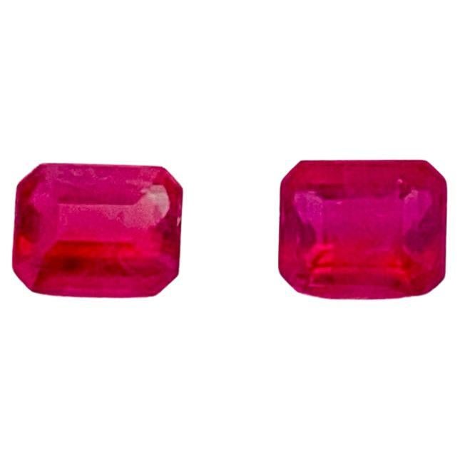 Rare Pair Natural Red Beryl Emerald Gemstones 0.33/2 Ct Red color Clean clarity