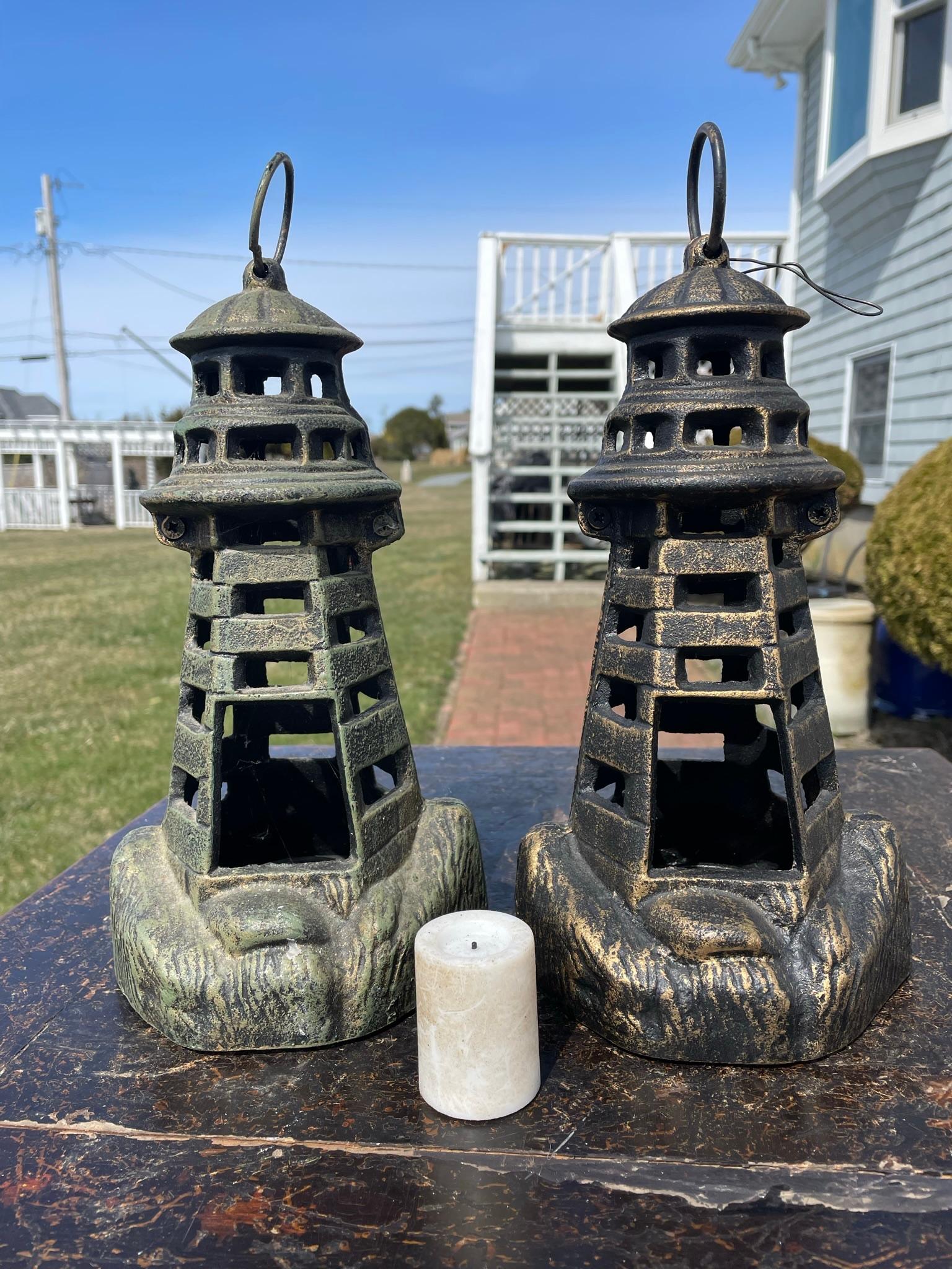 A Pair Of Nautical Light House Lighting Lanterns For Sale 4