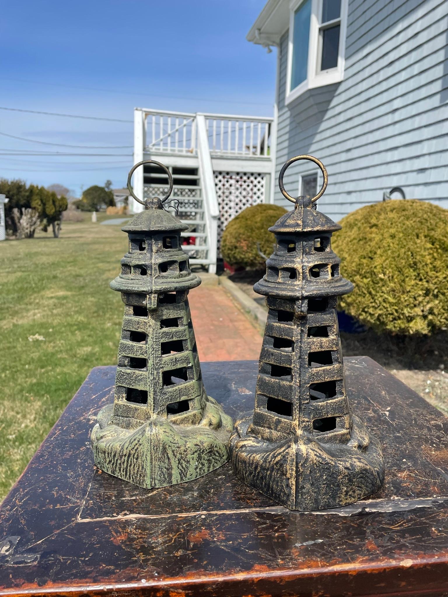A Pair Of Nautical Light House Lighting Lanterns For Sale 7