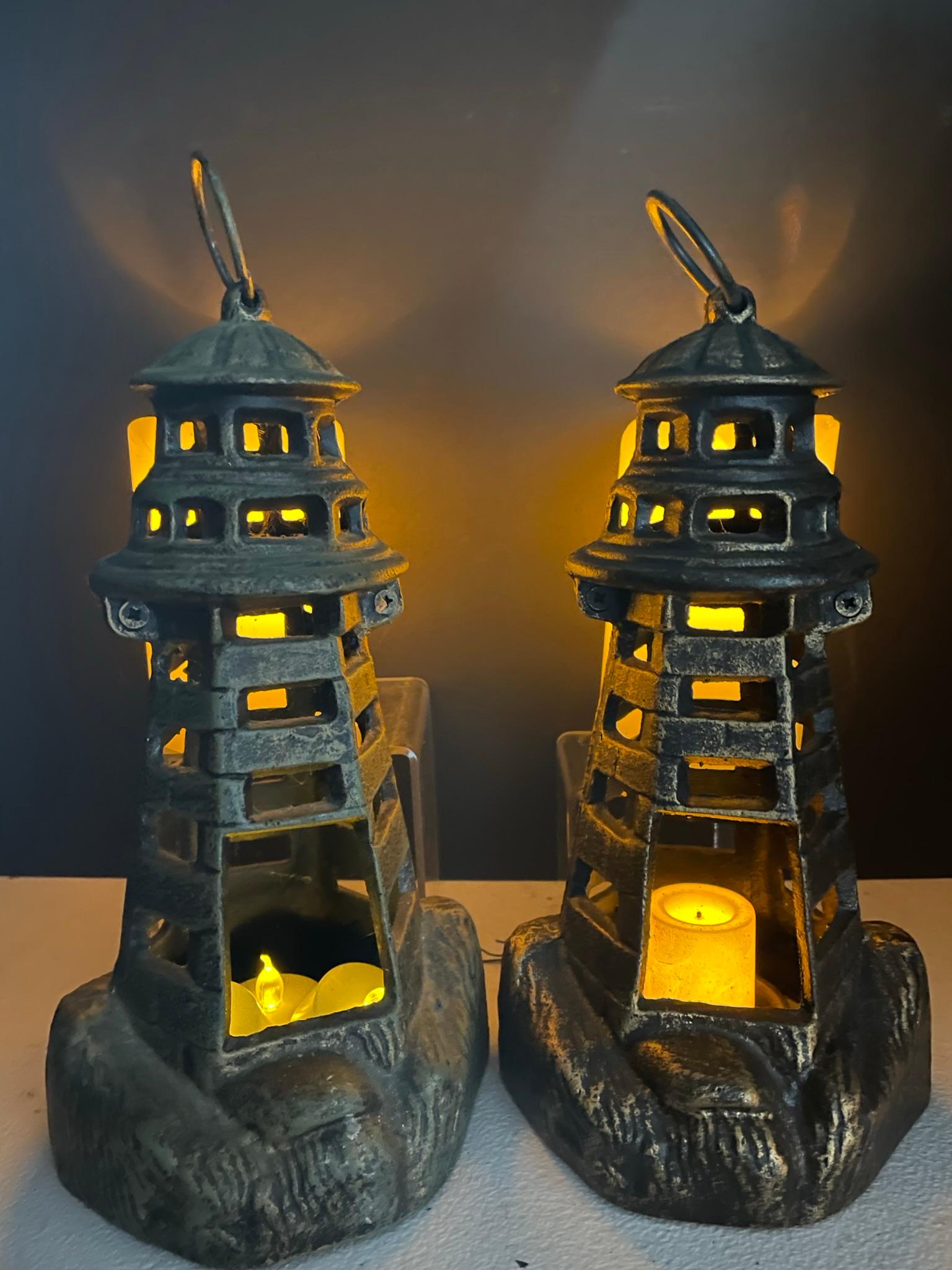 Japanese A Pair Of Nautical Light House Lighting Lanterns For Sale