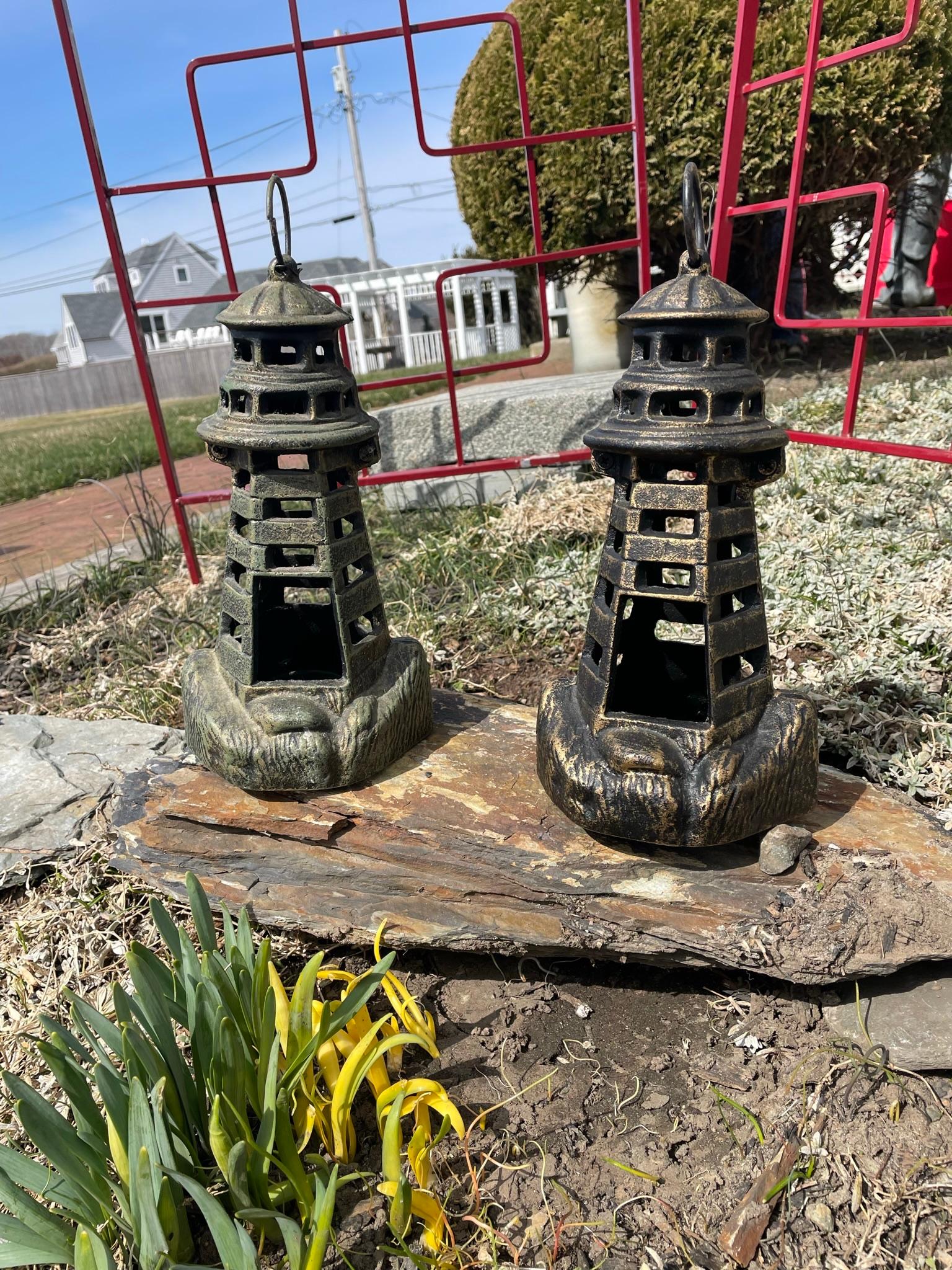 Hand-Crafted A Pair Of Nautical Light House Lighting Lanterns For Sale