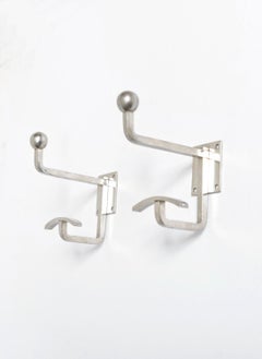 Rare Pair Nickel Jean Royere Coat Hooks Racks Hangers Mid-Century French 1950s