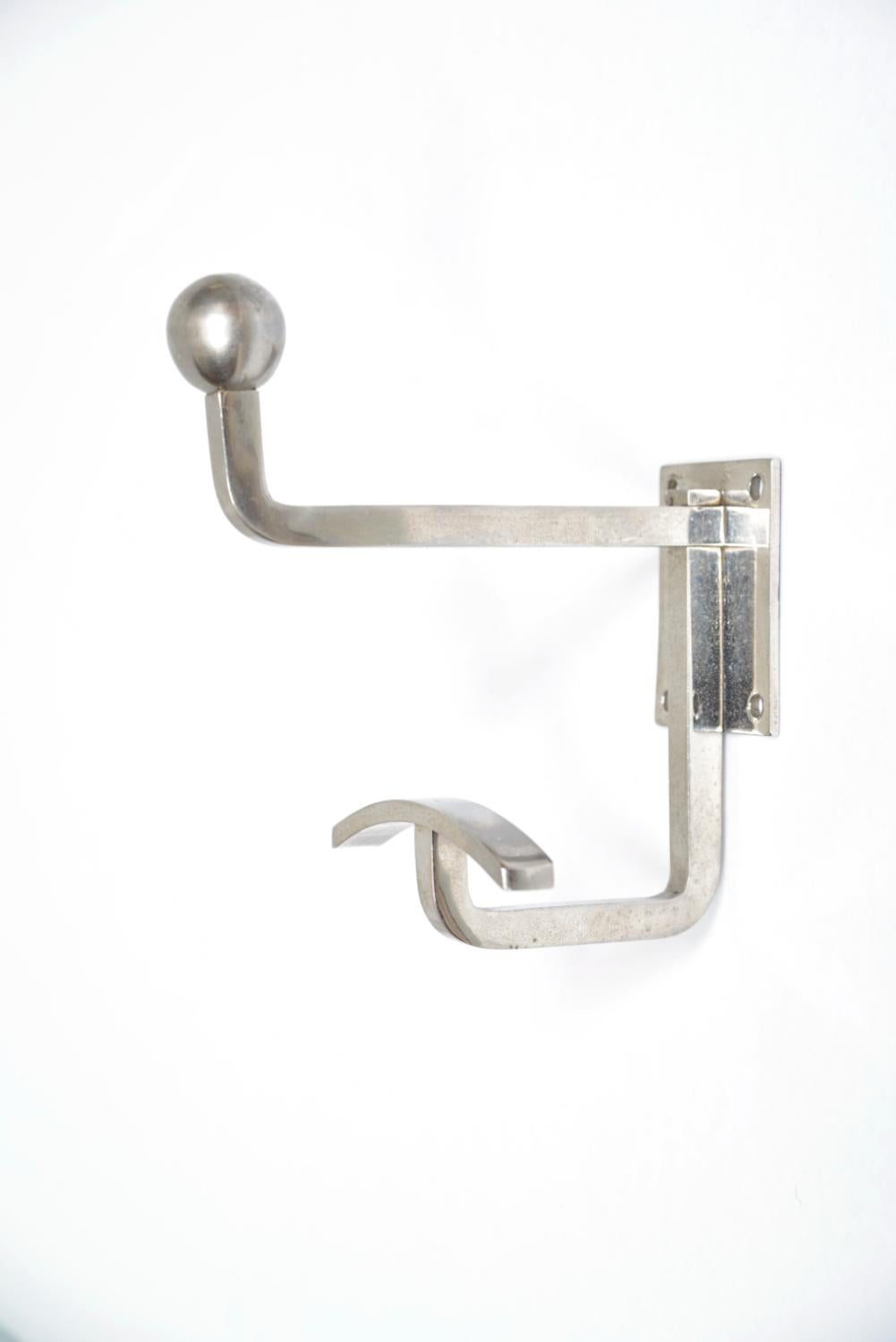 Cut Steel Rare Pair Nickel Jean Royere Coat Hooks Racks Hangers Mid-Century French 1950s