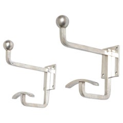 Retro Rare Pair Nickel Jean Royere Coat Hooks Racks Hangers Mid-Century French 1950s