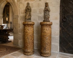 Rare Pair of 15th Century French Late Gothic Fossil Marble Architectural Columns