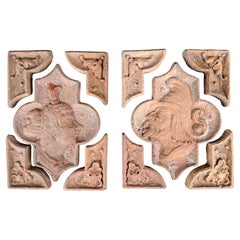 Rare Pair Of 15th Century Terracotta Tiles