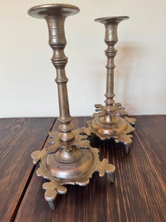 Seltenes Paar Renaissance-Bronze-Kerzenleuchter aus Bohemia aus dem 16.