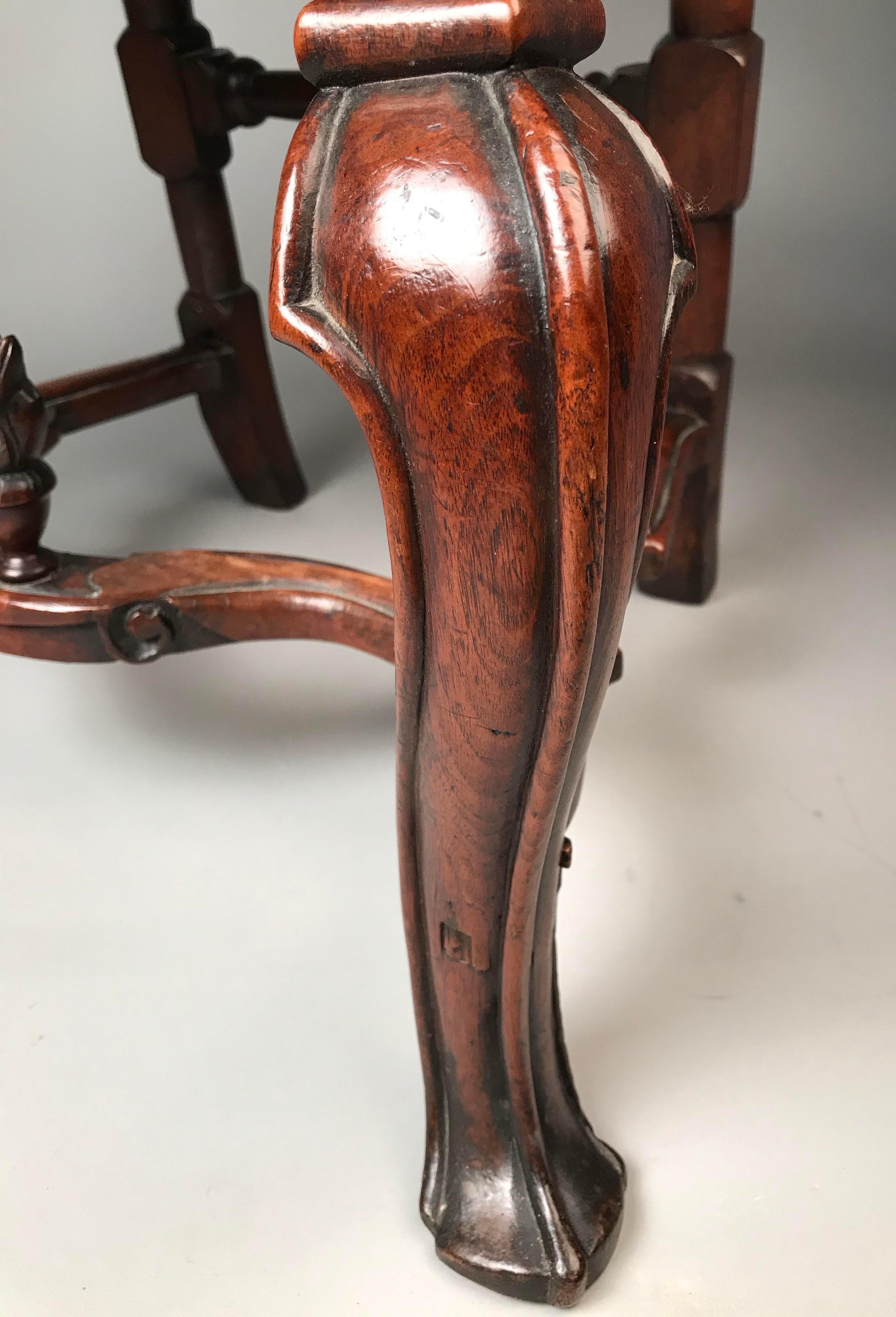 Late 17th Century Rare Pair of 17th Century English Walnut Chairs