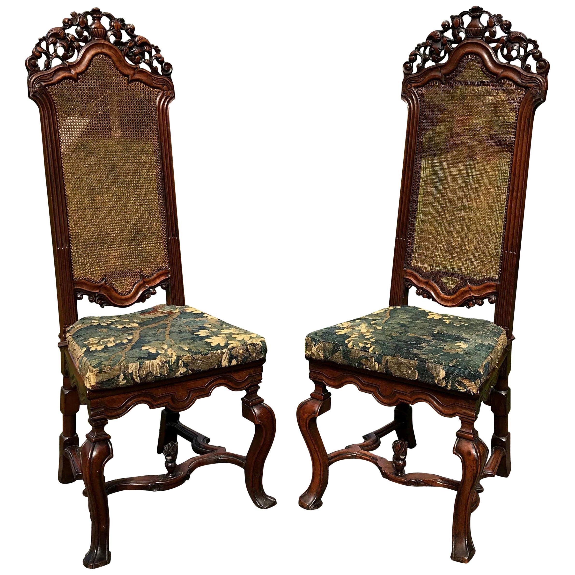 Rare Pair of 17th Century English Walnut Chairs