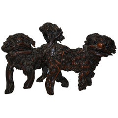 Rare pair of 18th century Antique Chinese Root Wood Foo Dogs