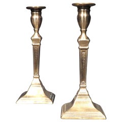 Very Rare Pair of 18th Century Candle-Gripping Bell Metal Candlesticks, Ca. 1775