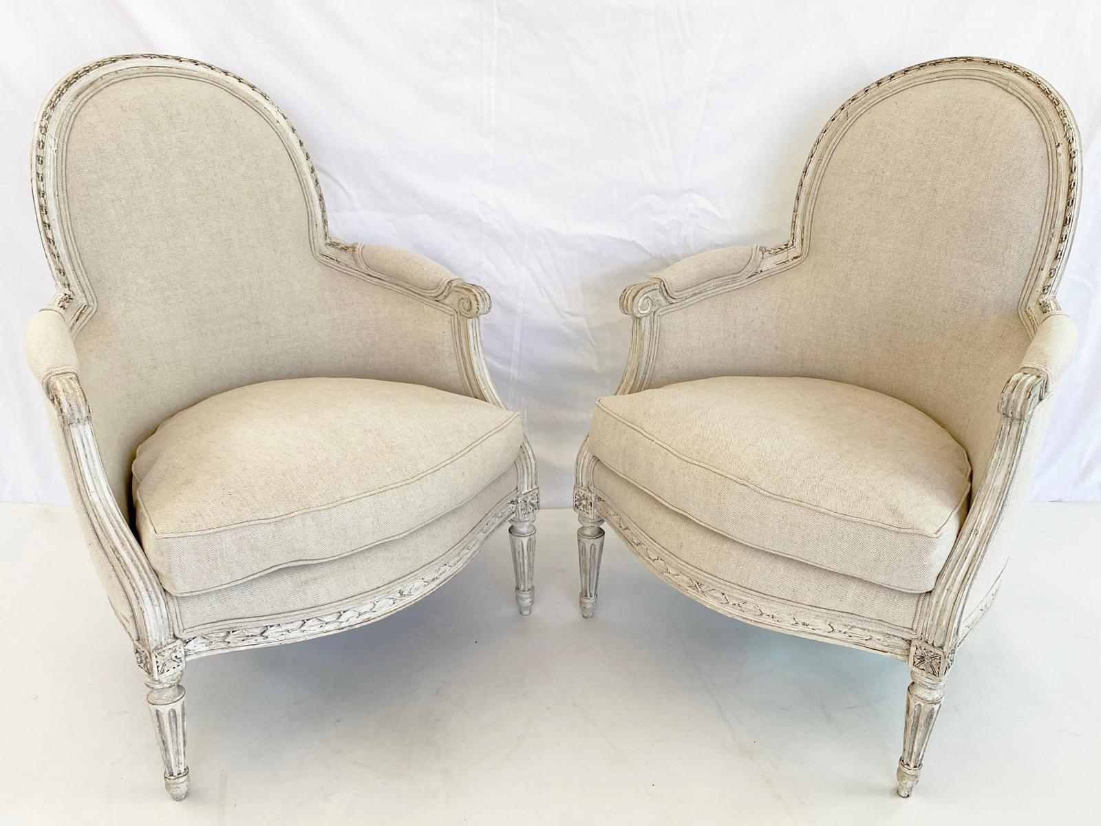 Louis XVI Rare Pair of 18th Century Child's Bergères Stamped Nadal-Laine For Sale