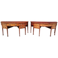 Rare Pair of 18th Century George III Mahogany Demilune Bow Fronted Side Boards