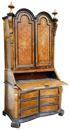 Rare Pair of 18th Century Italian Double Dome Bureau Bookcases, circa 1760