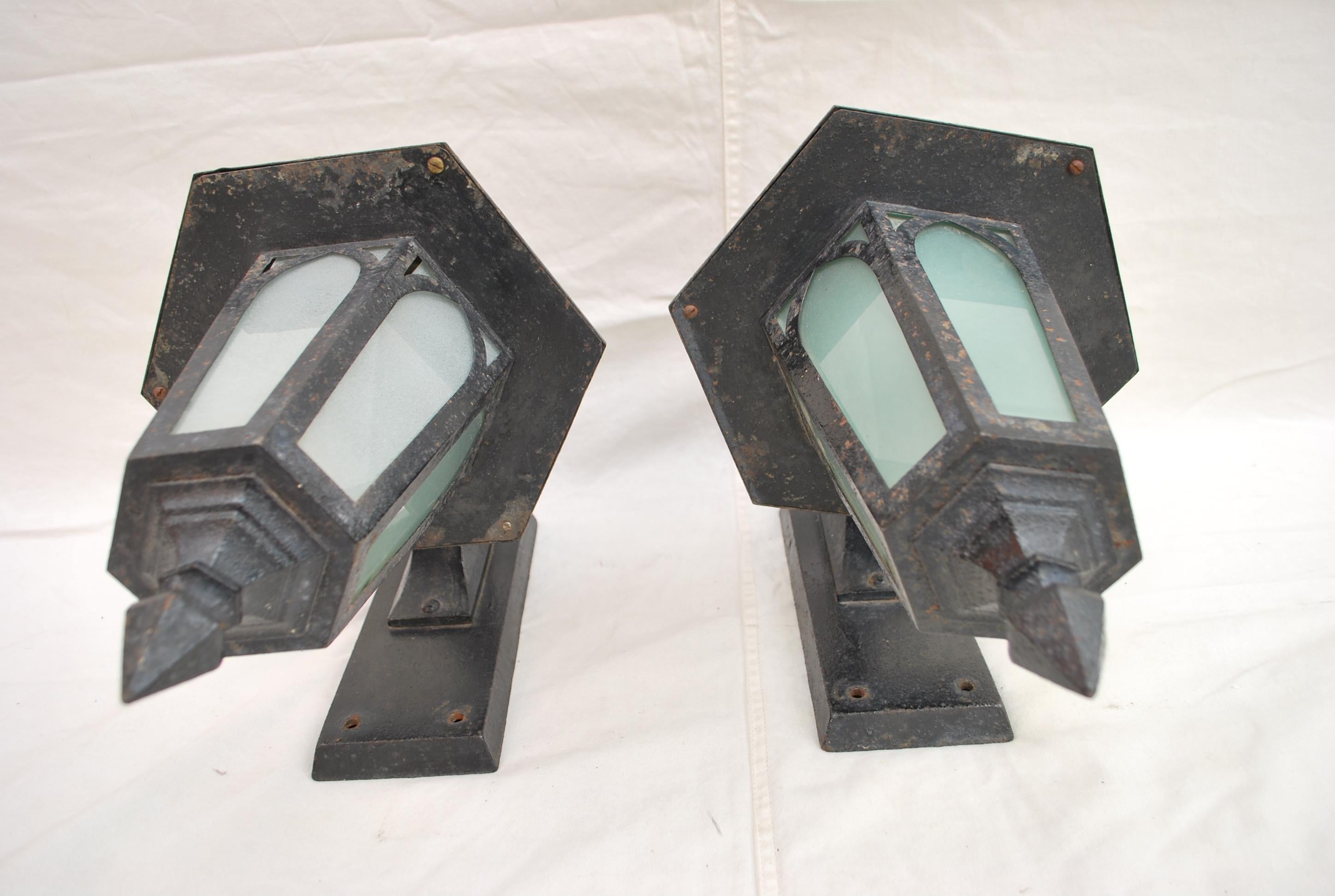 Rare Pair of 1920s Outdoor Sconces In Good Condition In Los Angeles, CA