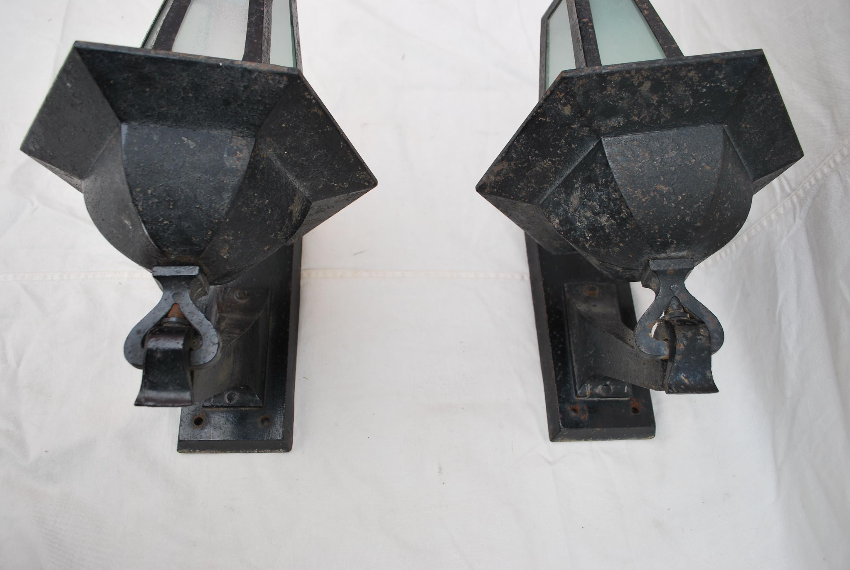 Early 20th Century Rare Pair of 1920s Outdoor Sconces