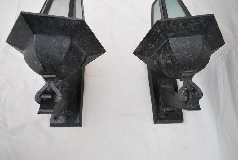 Early 20th Century Rare Pair of 1920s Outdoor Sconces For Sale