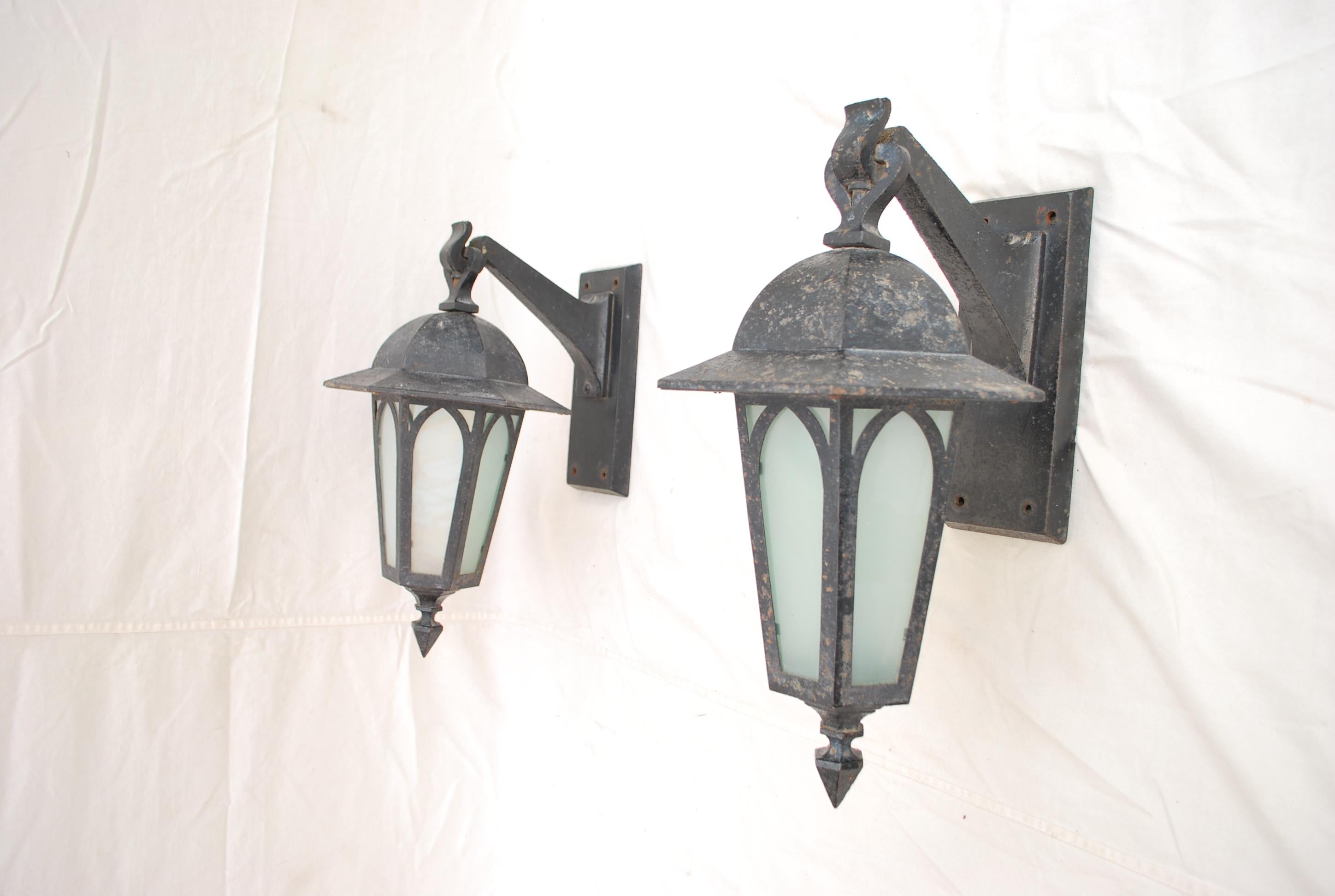 Rare Pair of 1920s Outdoor Sconces 1