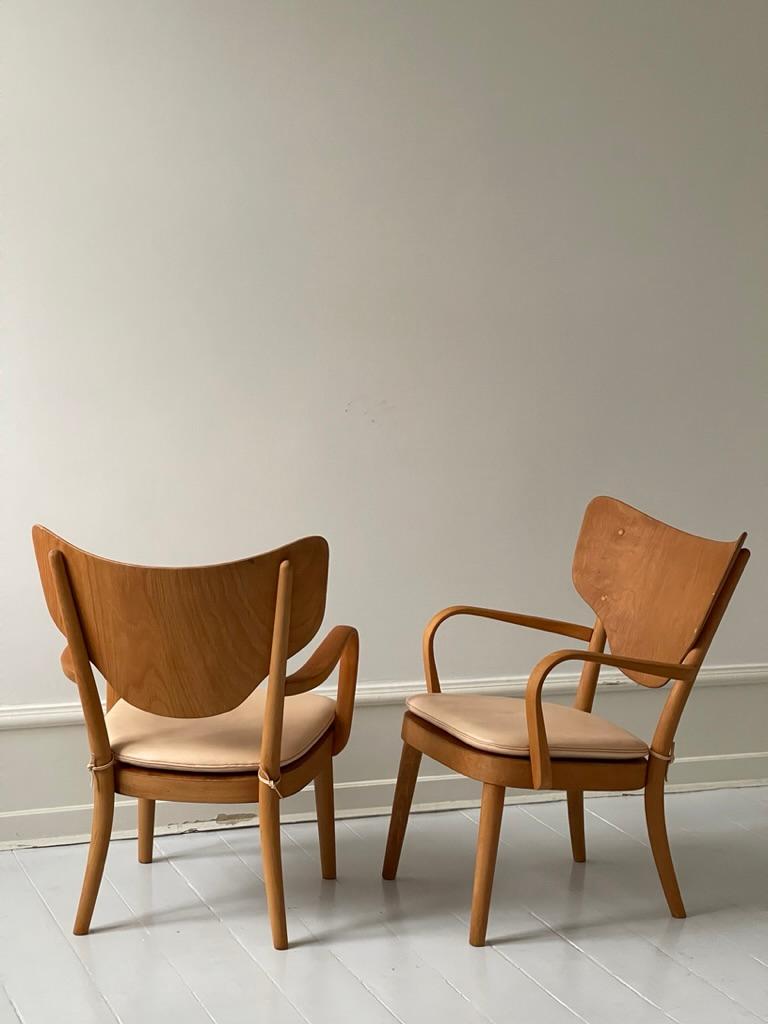 Raro par de sillones modernos daneses de los años 30 de Magnus Stephensen para Fritz Hansen en venta 2