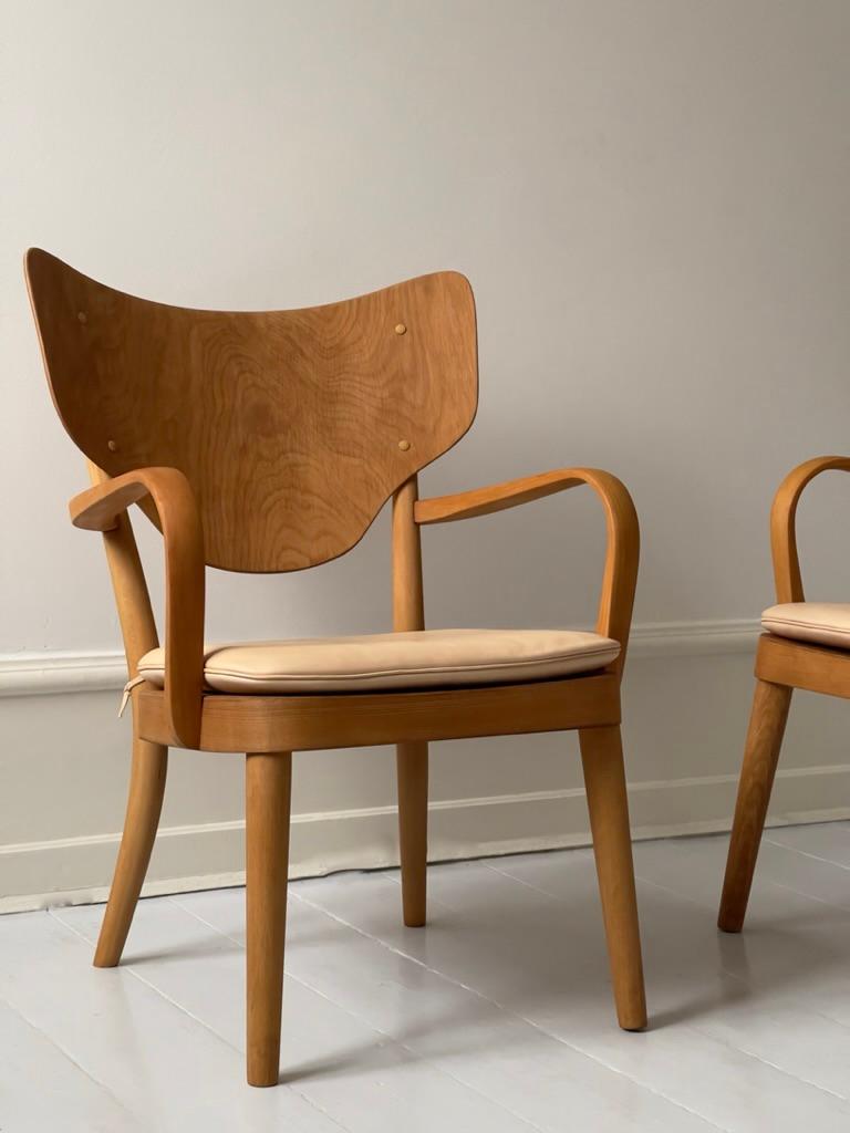 Raro par de sillones modernos daneses de los años 30 de Magnus Stephensen para Fritz Hansen en venta 3
