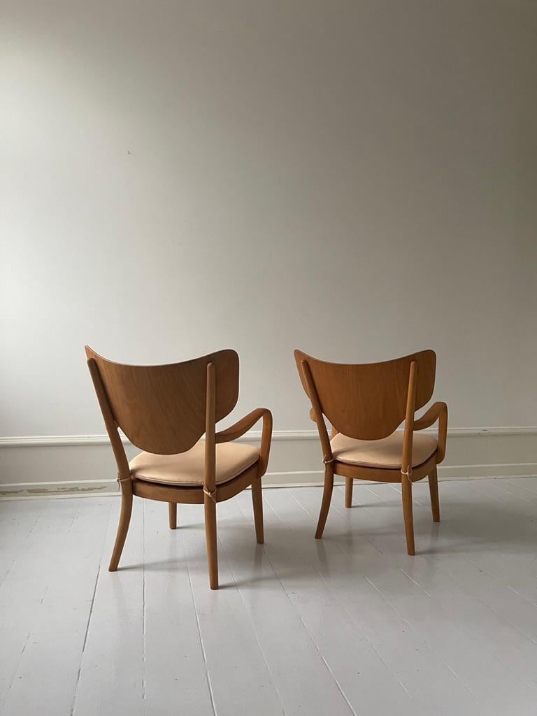 Raro par de sillones modernos daneses de los años 30 de Magnus Stephensen para Fritz Hansen en venta 7