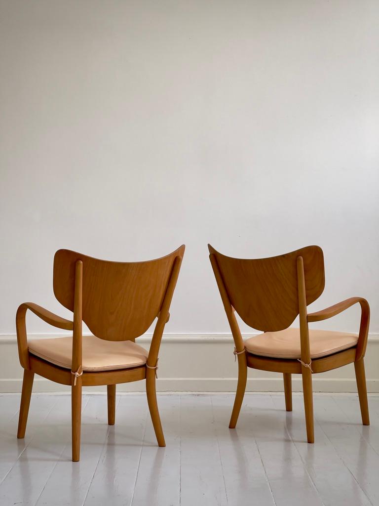 Raro par de sillones modernos daneses de los años 30 de Magnus Stephensen para Fritz Hansen Escandinavo moderno en venta